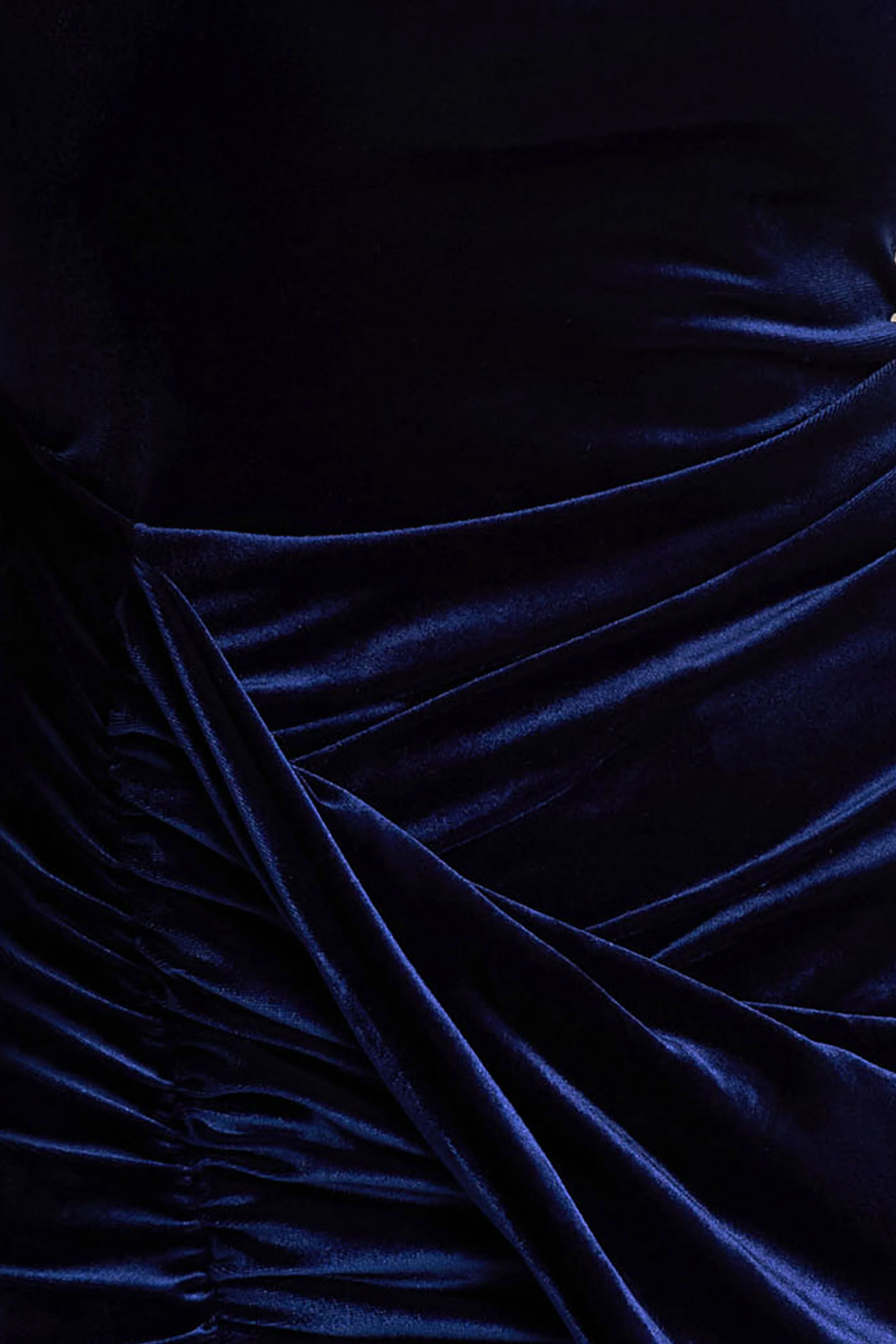 Wishes | Navy Velvet High-Neck Maxi Dress With Wrap Skirt