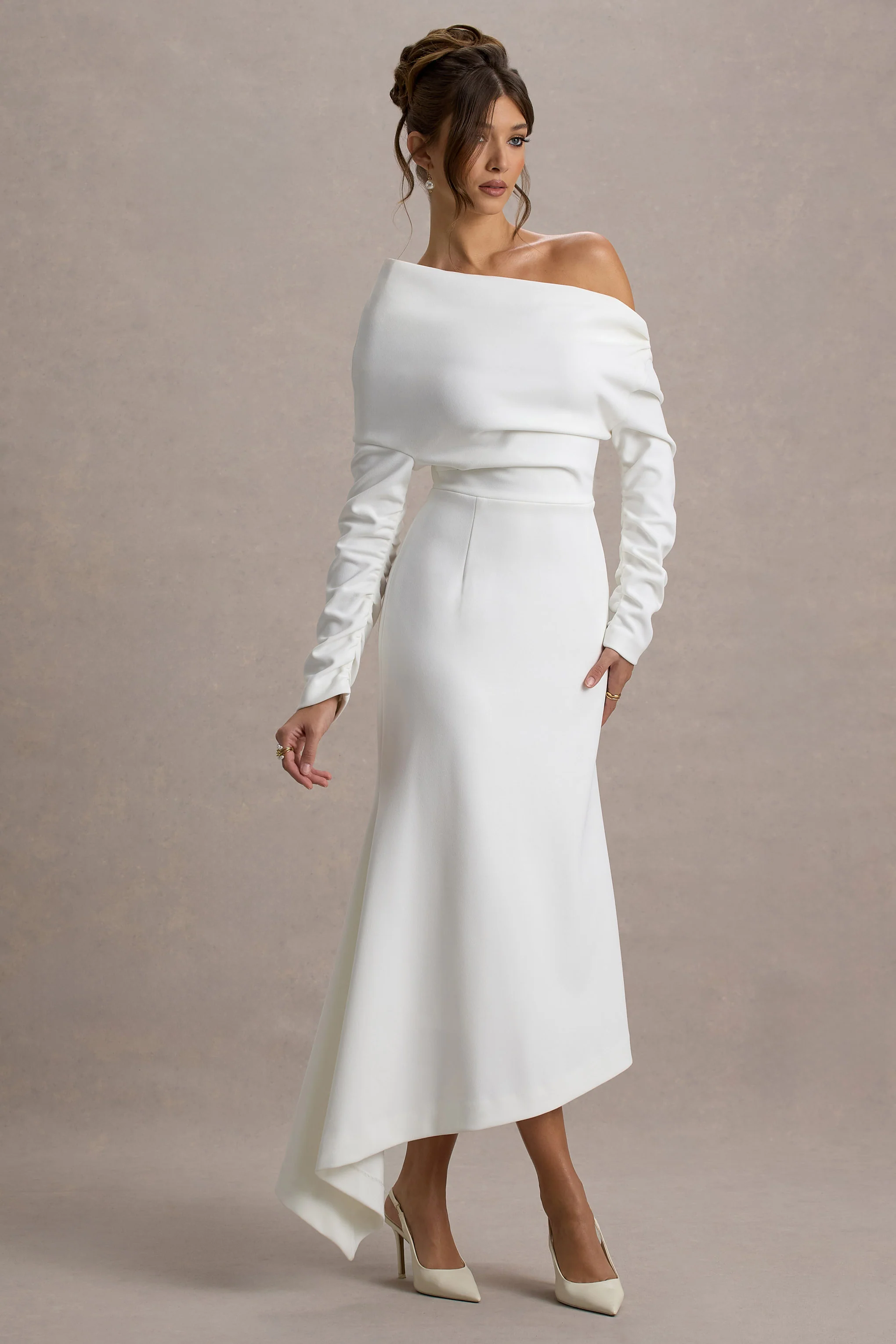 Lou | White One-Shoulder Asymmetric Maxi Dress