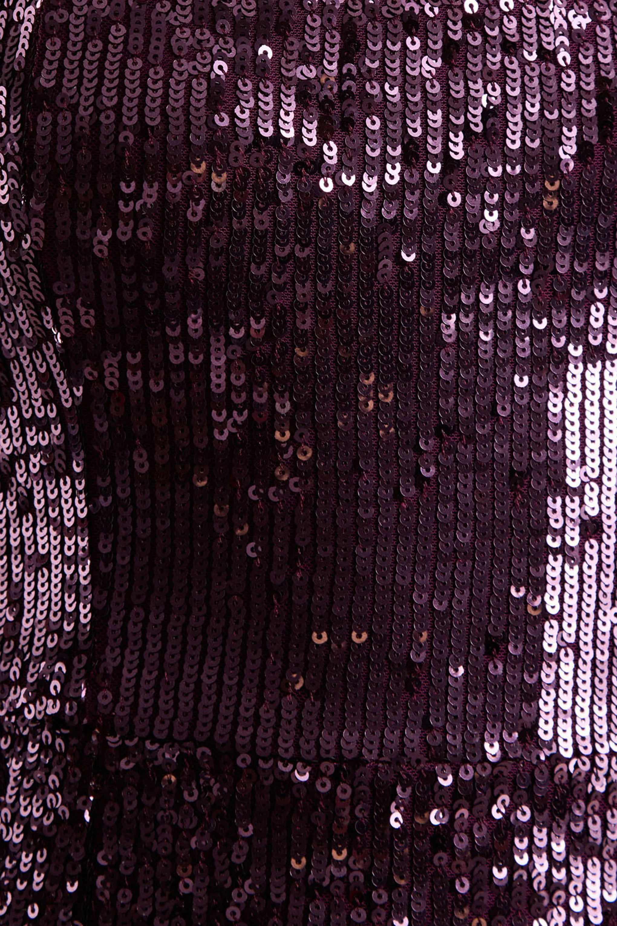 High Life | Plum Sequin Square-Neck Maxi Dress With Front-High Split