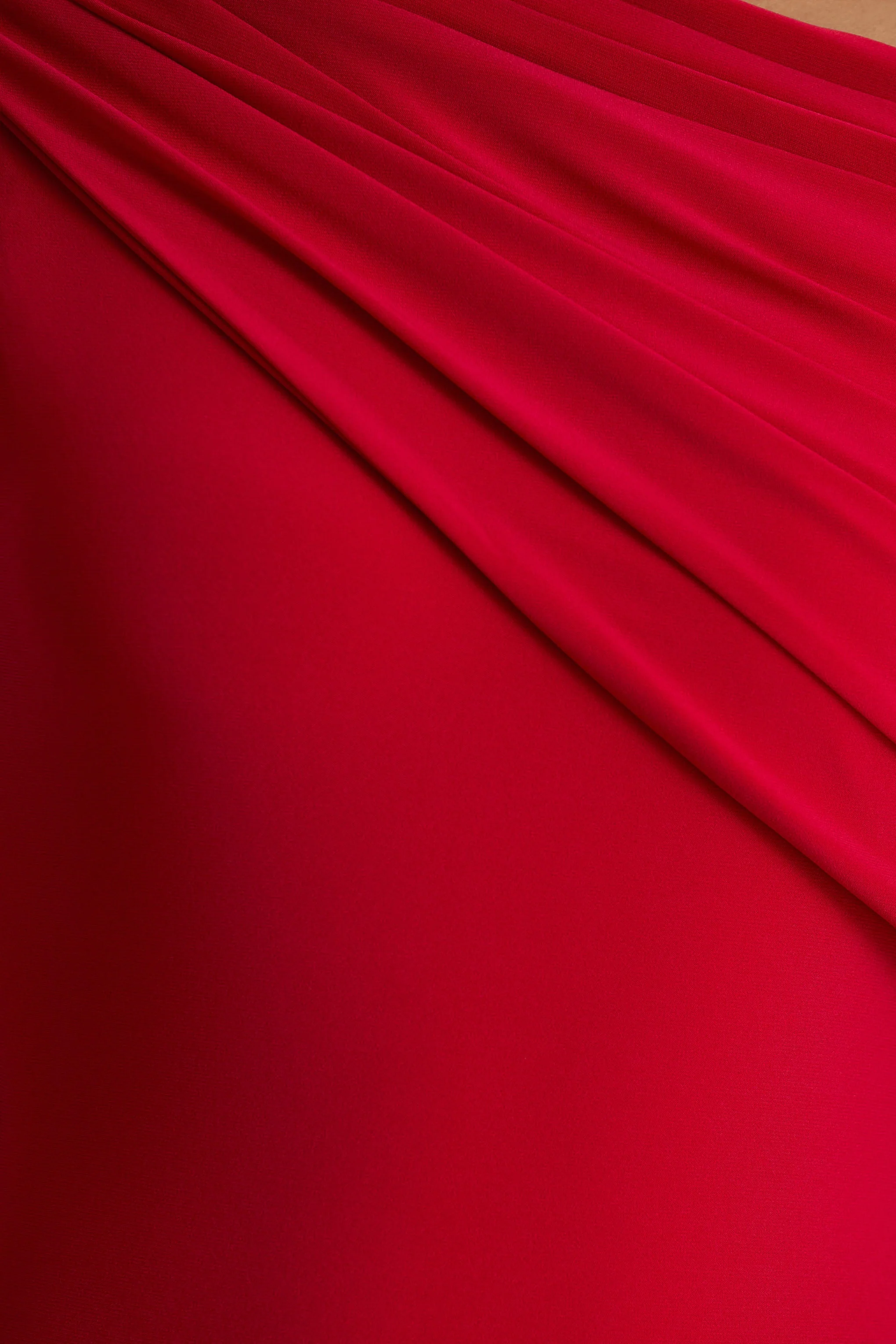 Zendaya | Red Asymmetric-Neck Fishtail Maxi Dress With Cape Detail