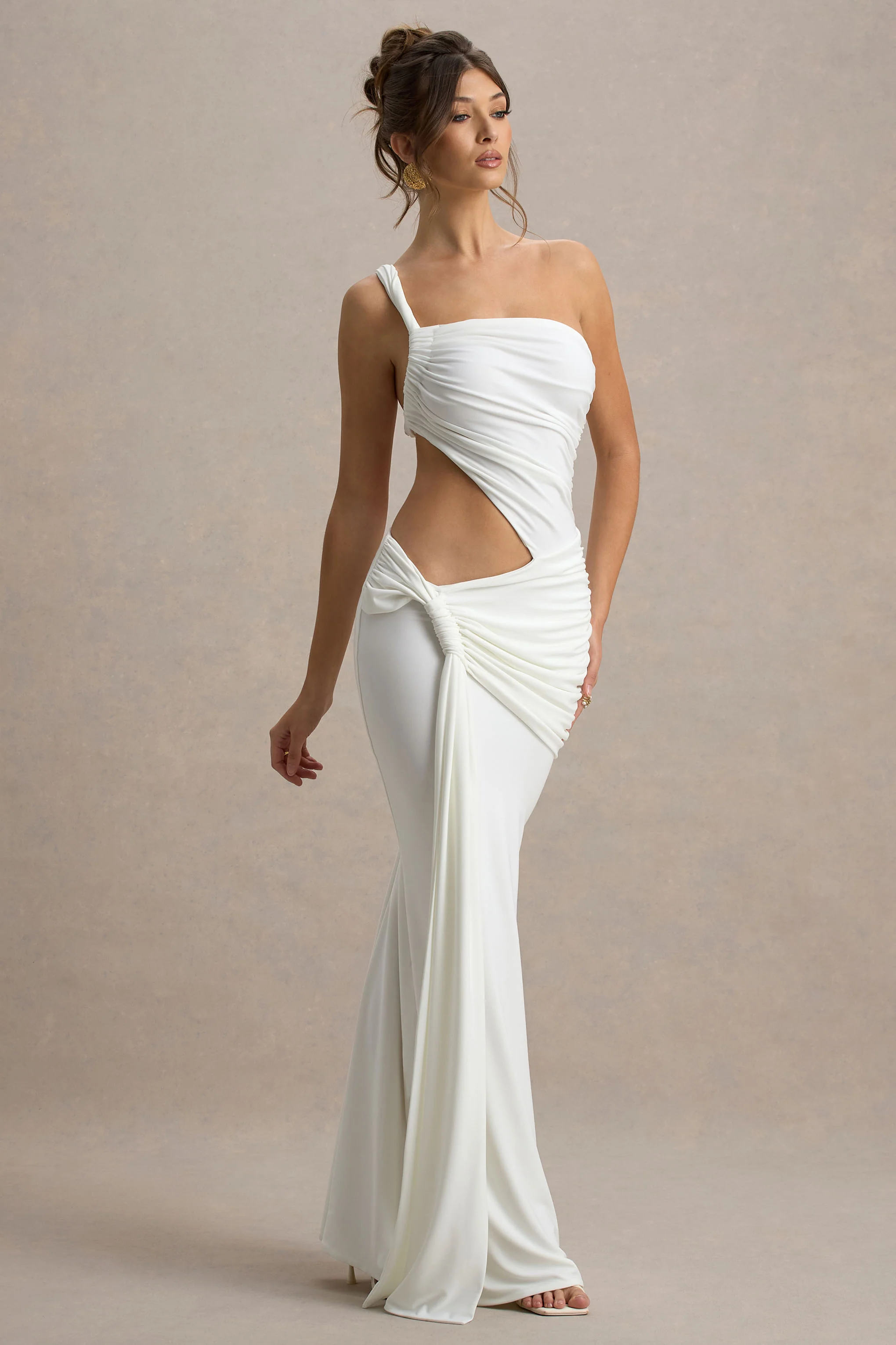 Giovanna | White Asymmetric Maxi Dress With Wrap Skirt