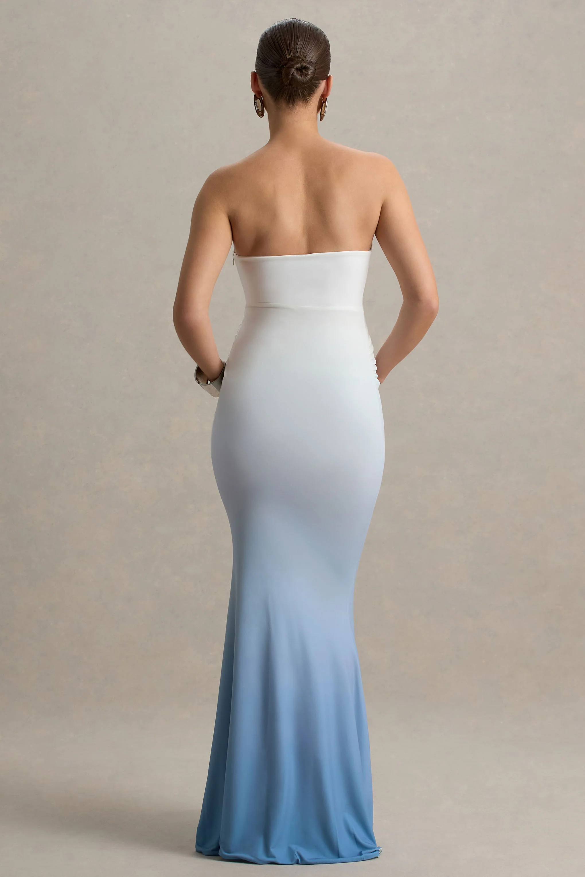 Sharnie | Blue Ombre Strapless Maternity Maxi Dress