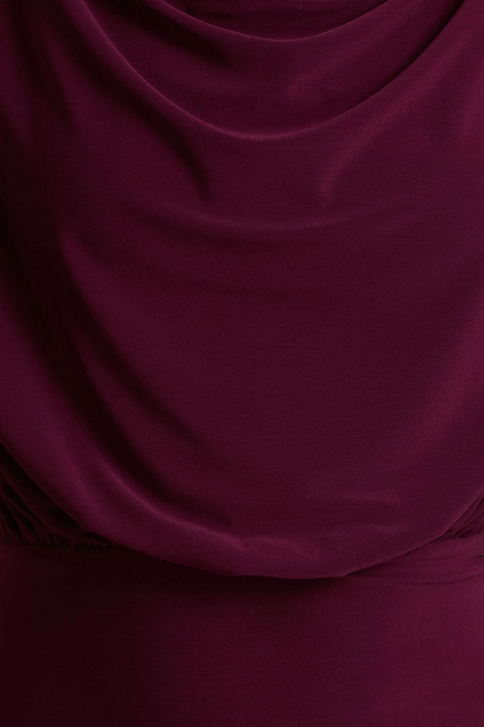 Hermia | Burgundy High-Neck Midi Dress