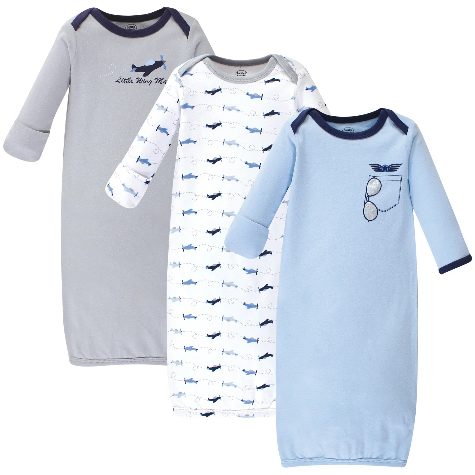 Airplane Cotton 3pk Gown Set