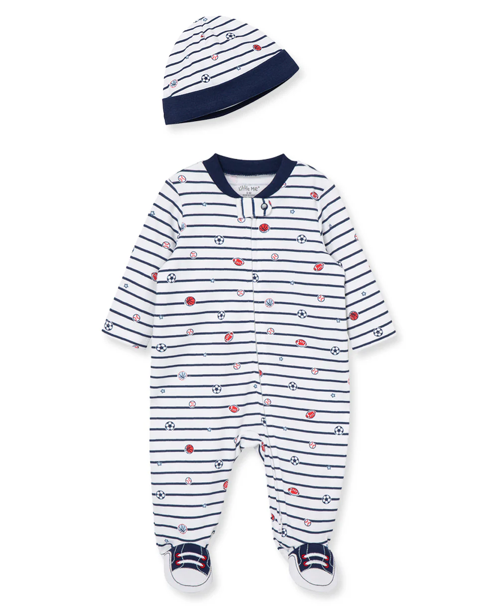 Sports Star Zip Footie & Hat Set