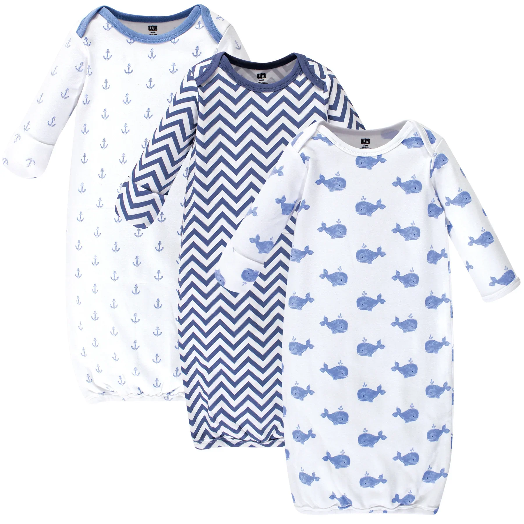 Blue Whales 3pk Gown Set
