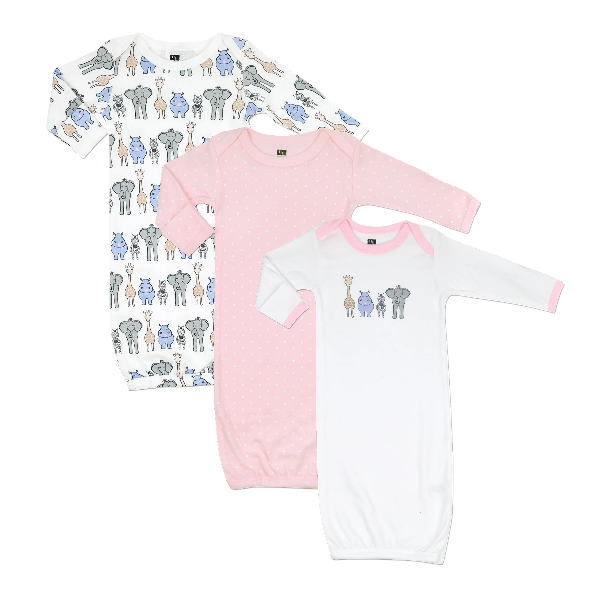3PK Pink Safari Gown Set
