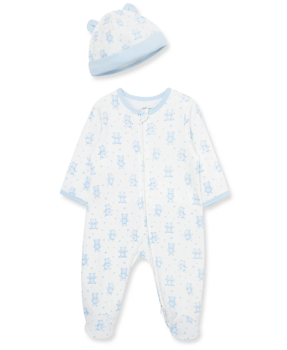 Happy Bear Zip Footie & Hat Set