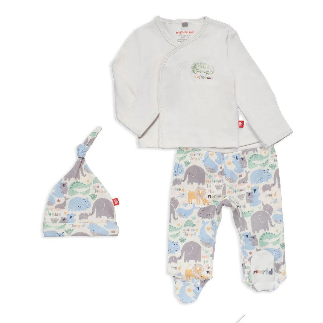Little Lovin Organic Cotton Magnetic 3-Piece Kimono Set