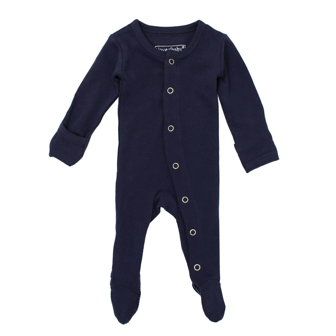 Navy Organic Snap Footie