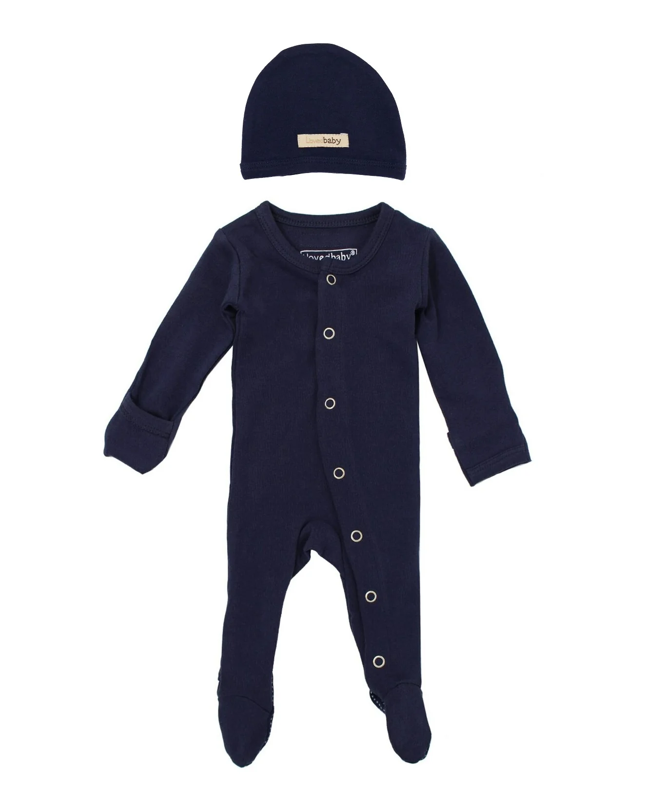 Navy Organic Snap Footie