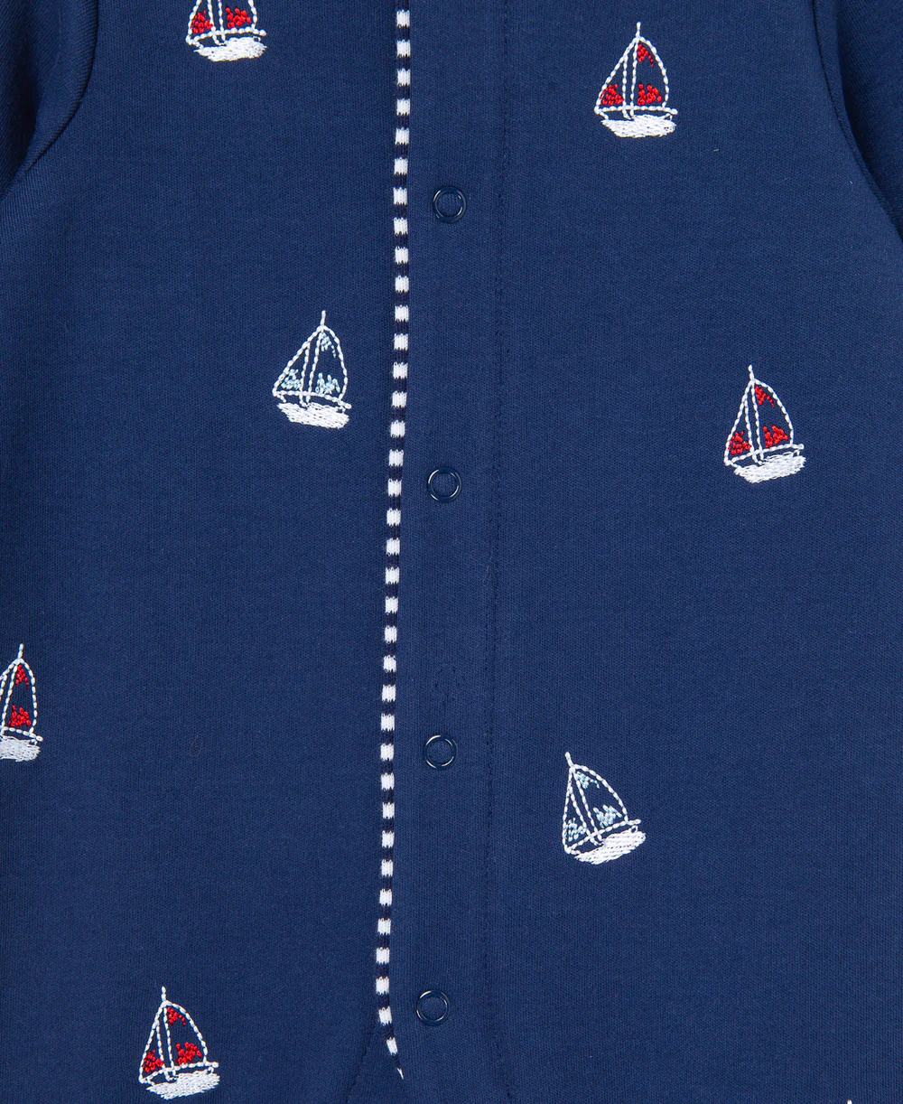 Sailboats Snap Footie & Hat Set