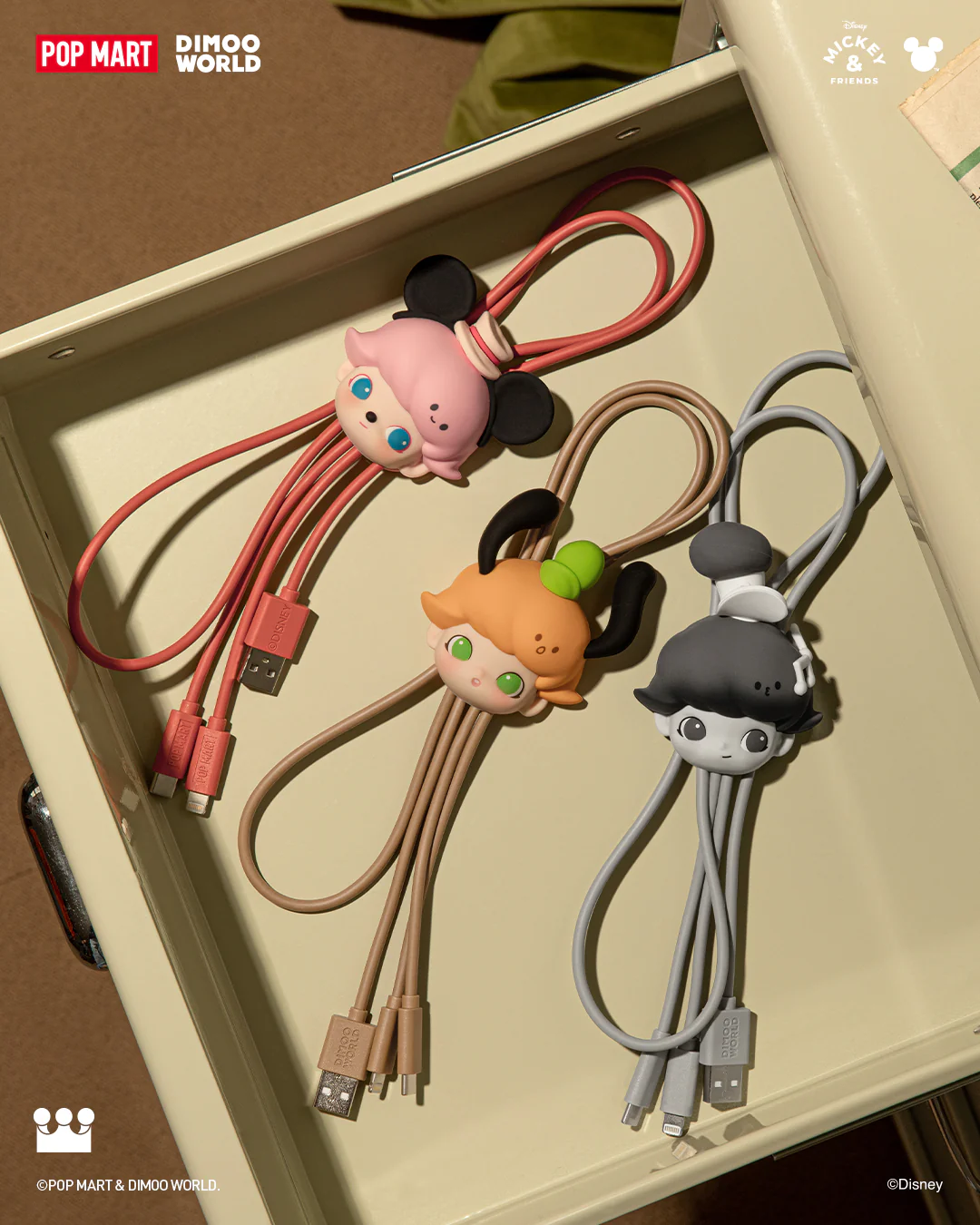POP MART DIMOO WORLD × DISNEY Series-2 in 1 Cable Blind Box