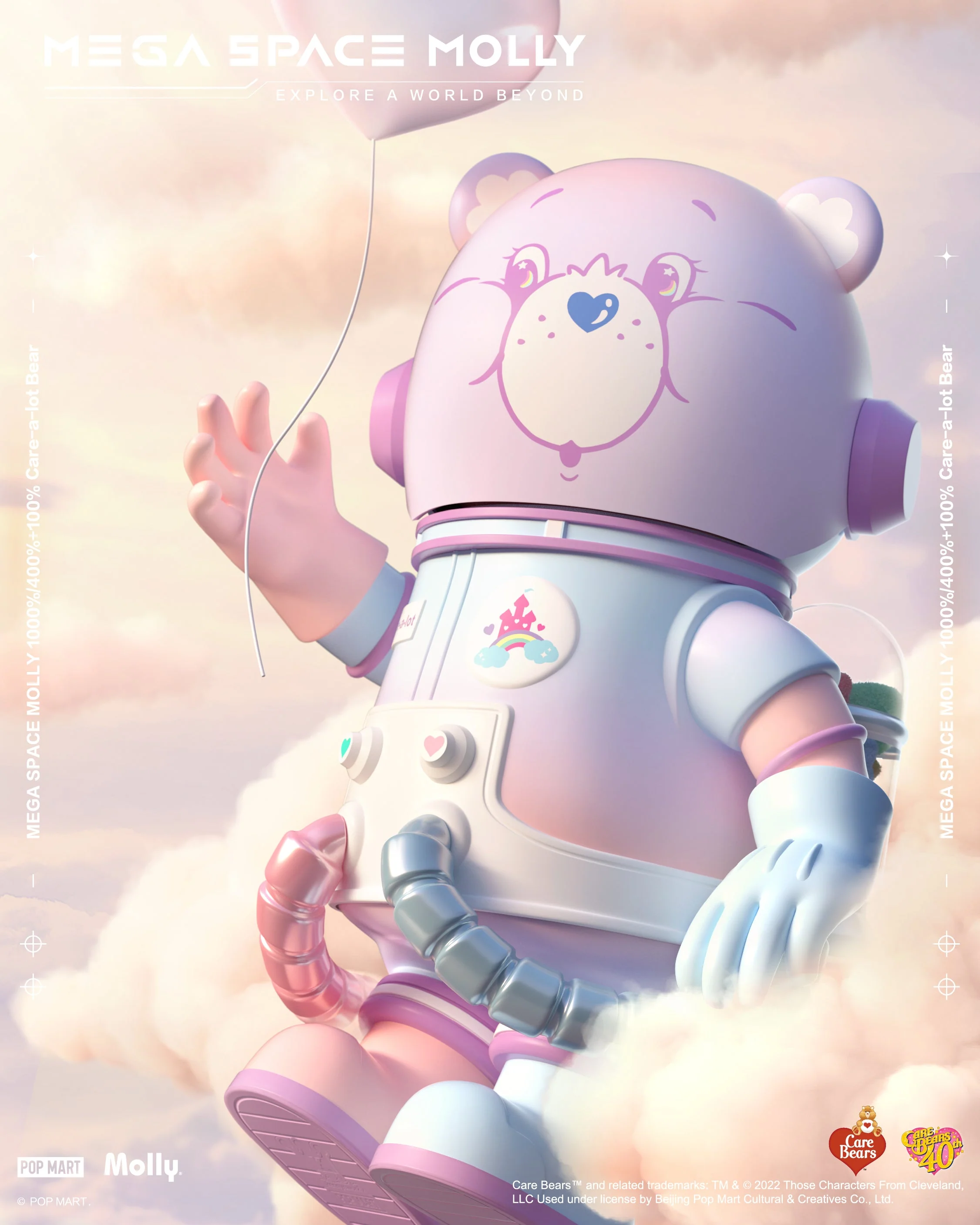 POP MART MEGA COLLECTION 400% + 100% SPACE MOLLY x Care Bears-Care-a-lot Bear