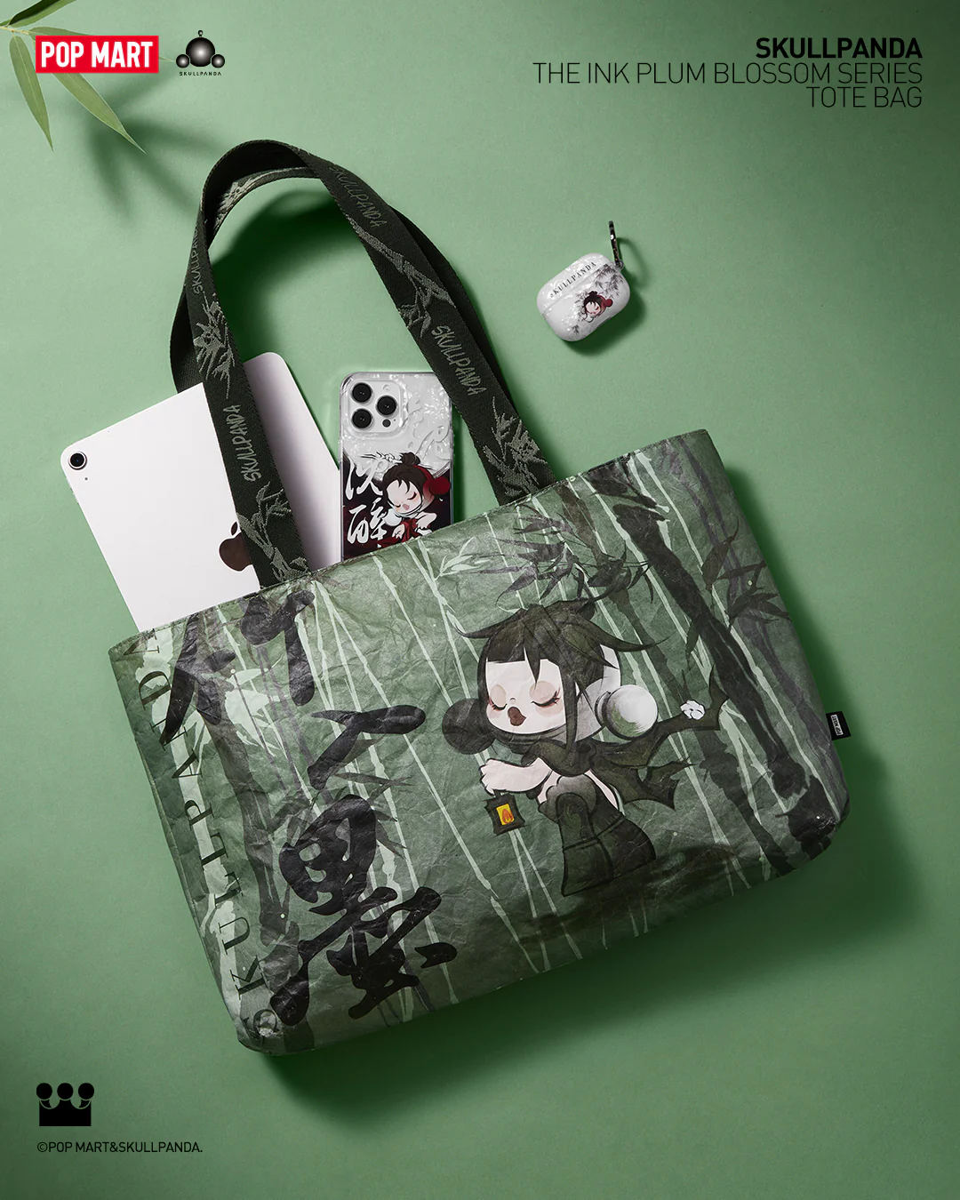POP MART SKULLPANDA The Ink Plum Blossom Series - Tote Bag