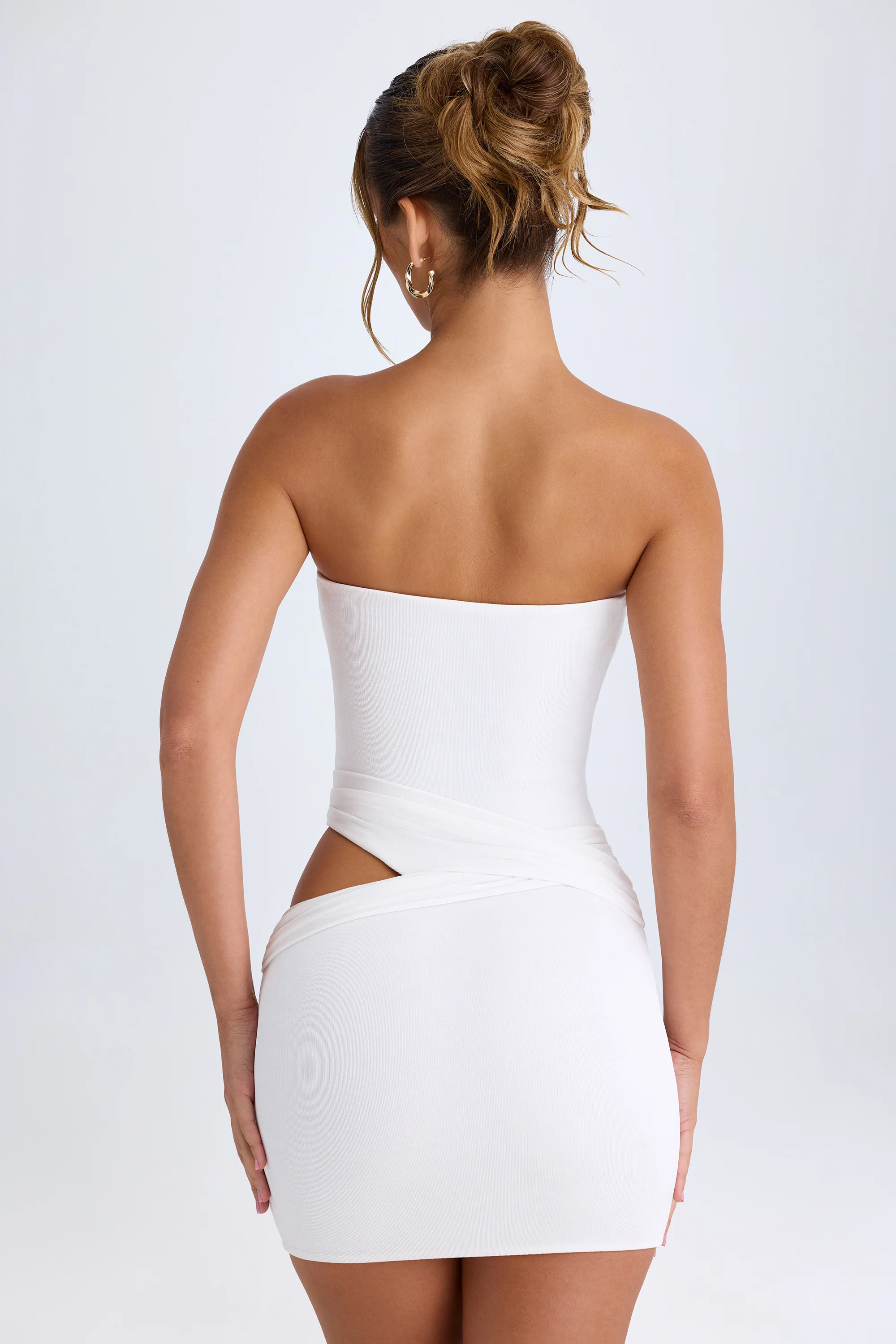 Cut-Out Bandeau Mini Dress in White