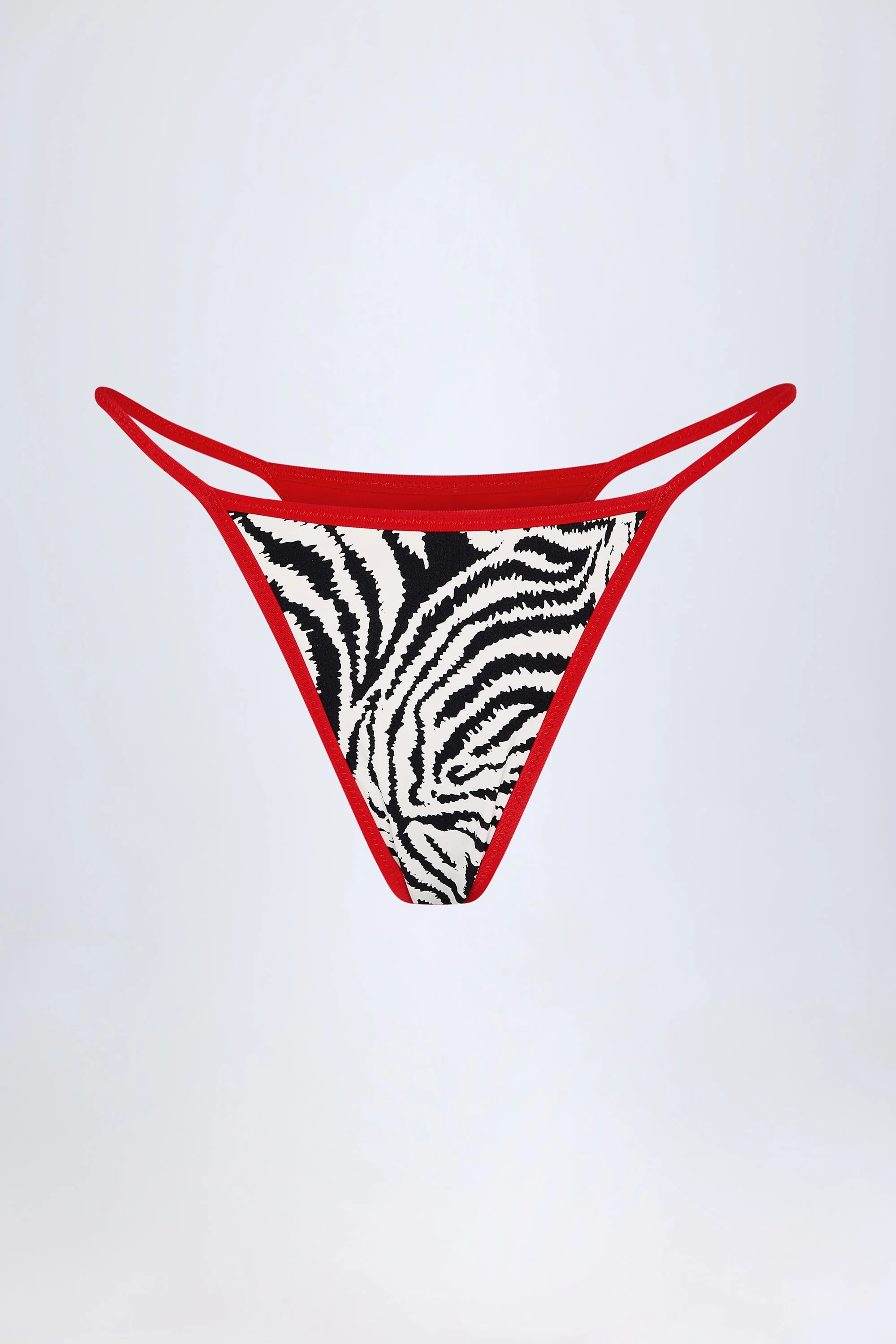 Reversible Thong Bikini Bottoms in Zebra Print