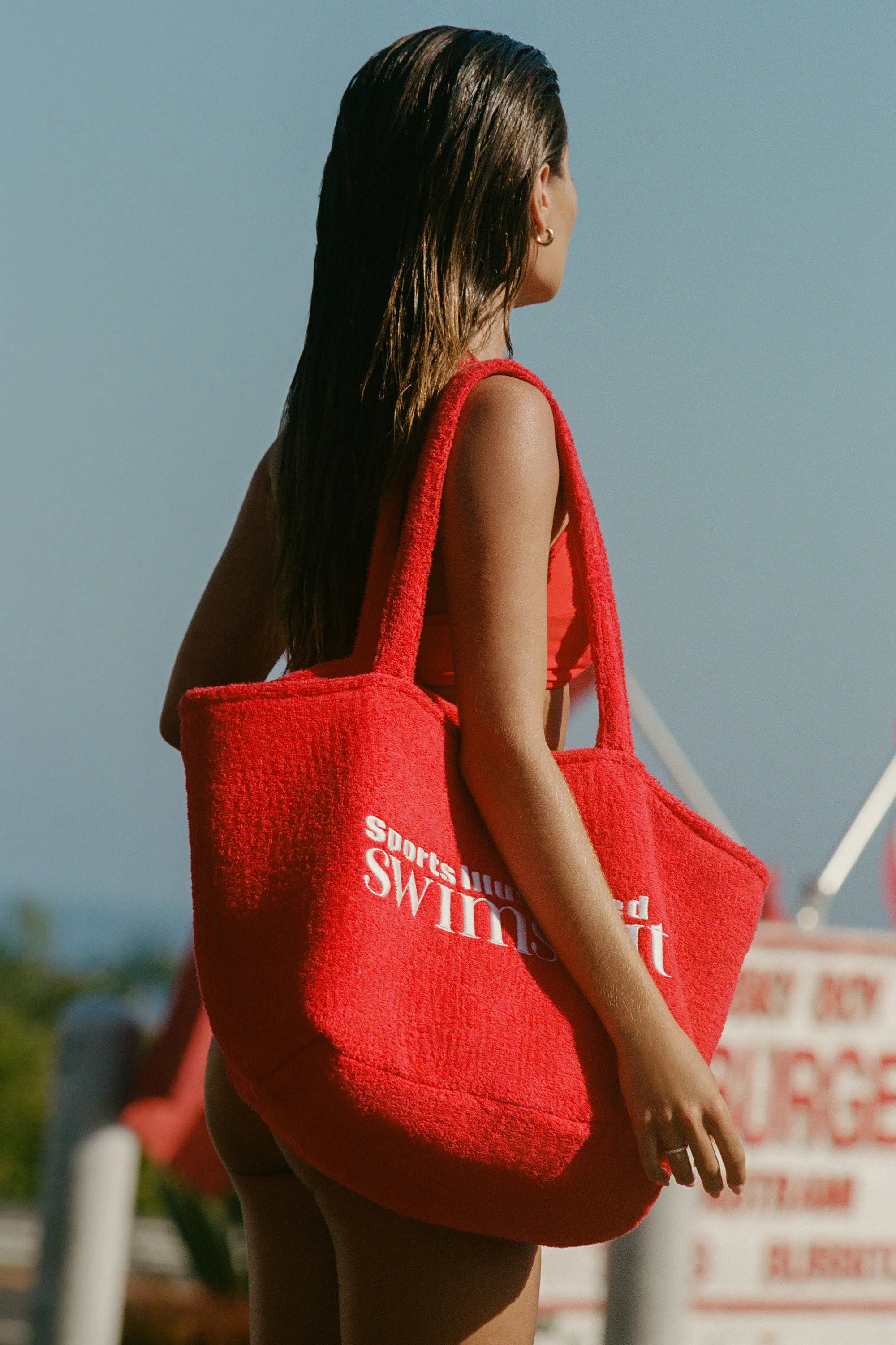 Towelling Tote Bag in Fiery Red
