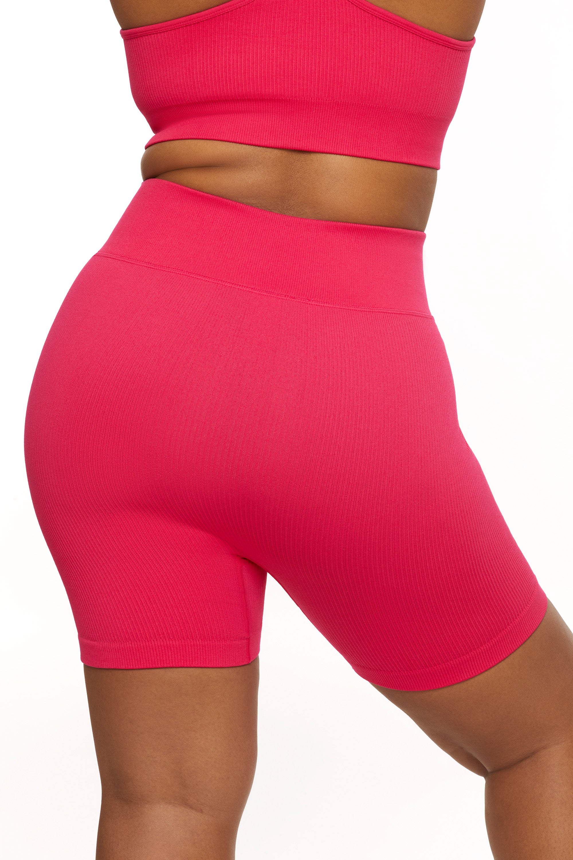High Waist Biker Shorts in Hot Pink