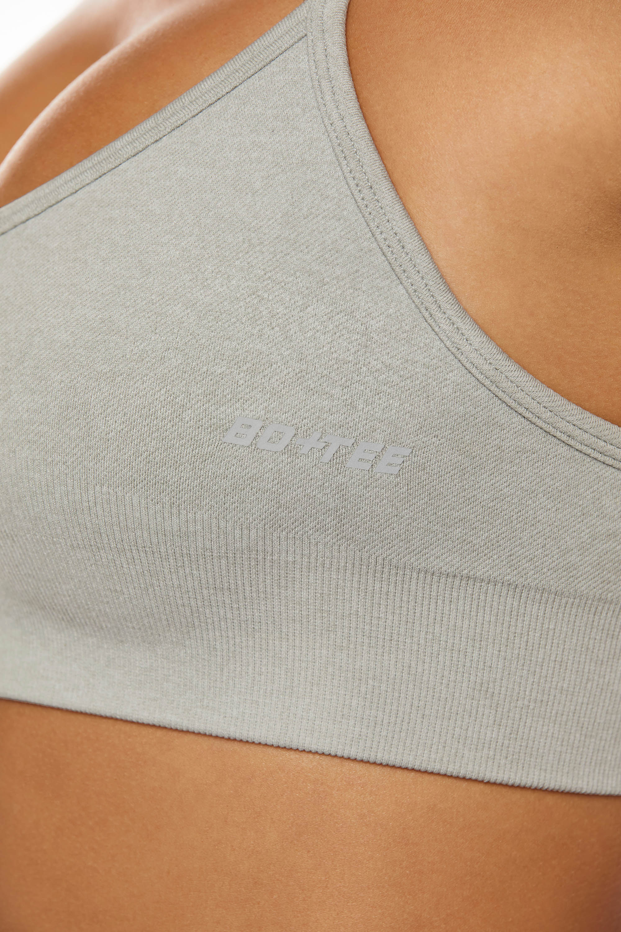 Scoop Neck Multi Strap Sports Bra in Grey