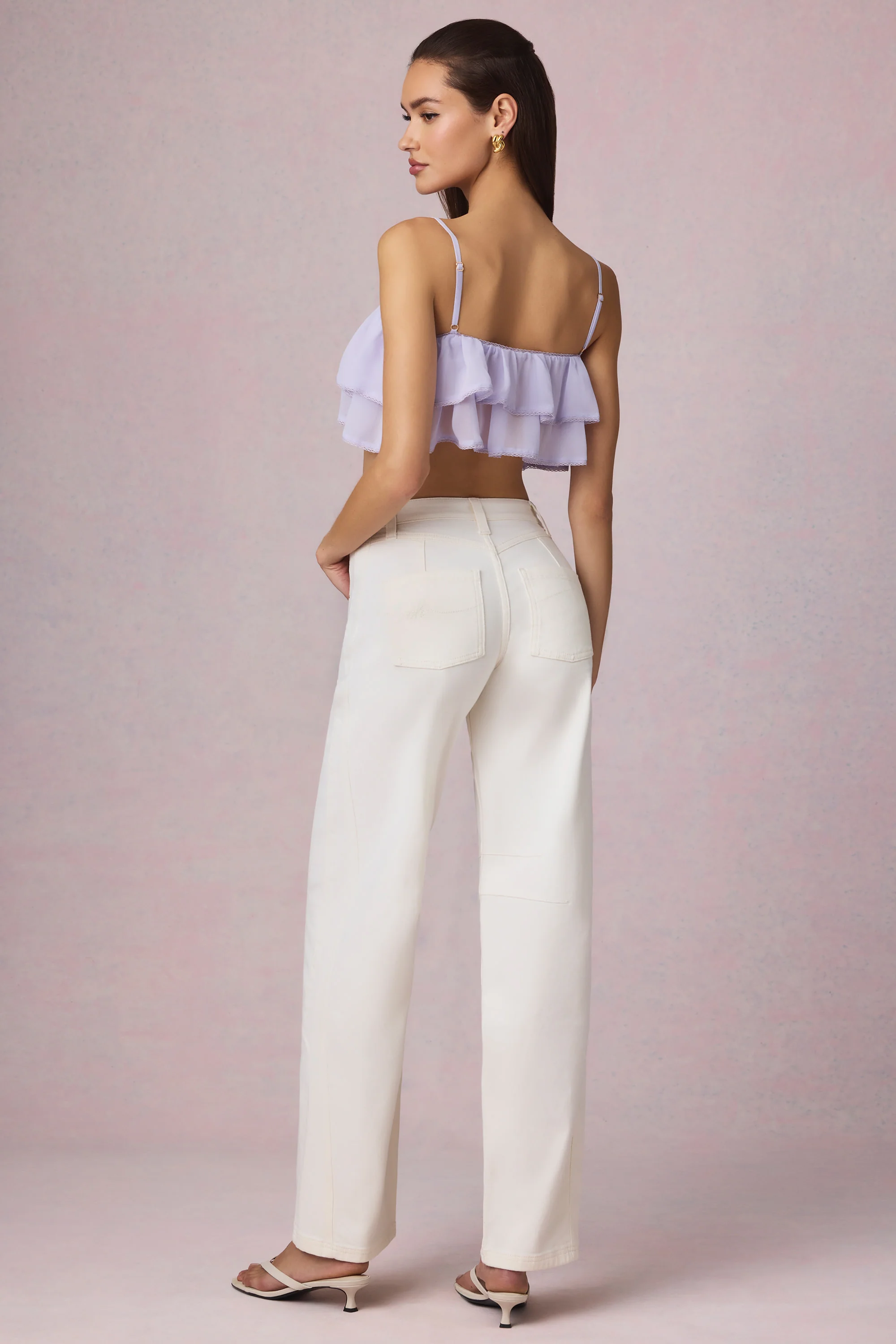 Mid-Rise Barrel-Leg Jeans in Ecru Wash