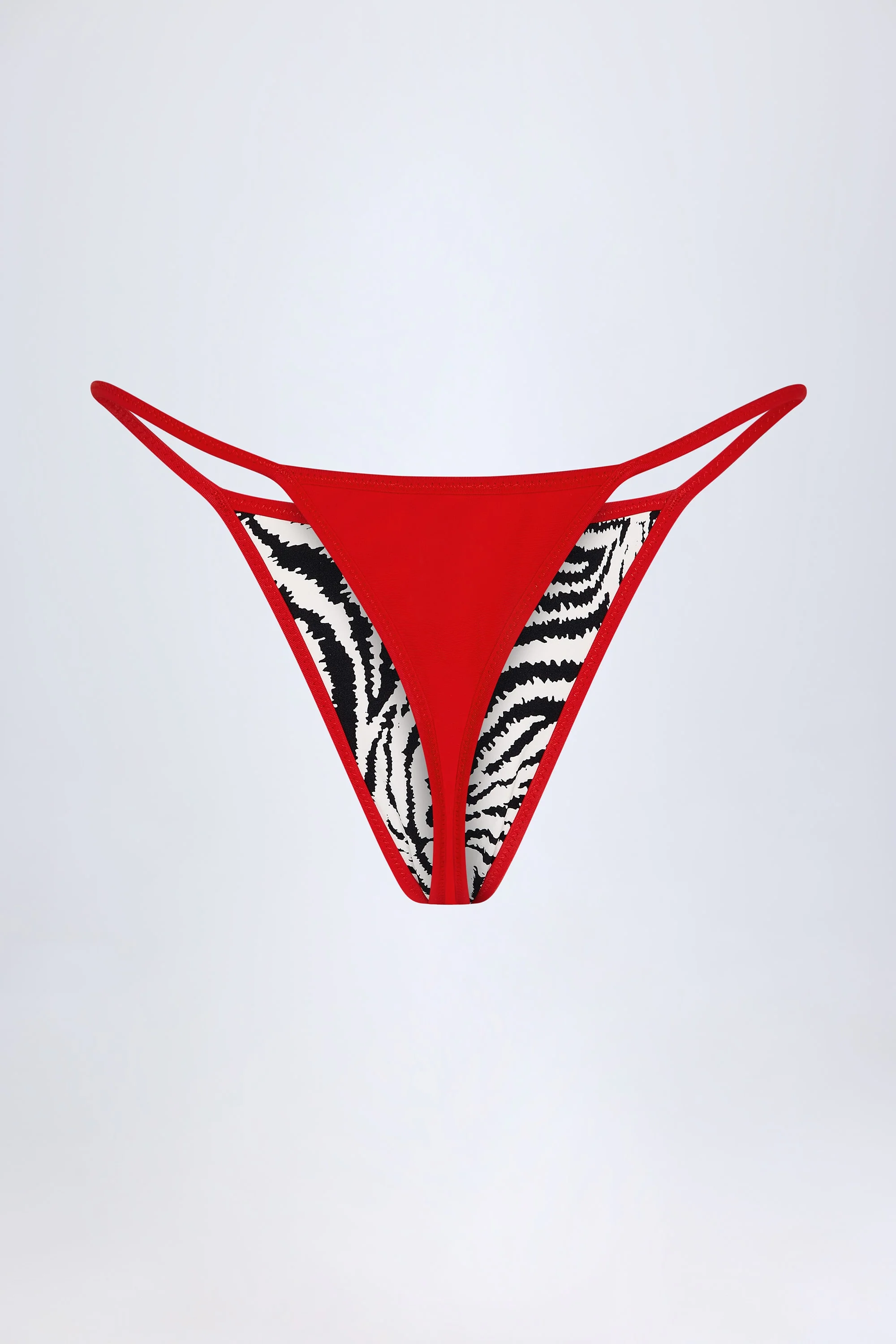 Reversible Thong Bikini Bottoms in Zebra Print