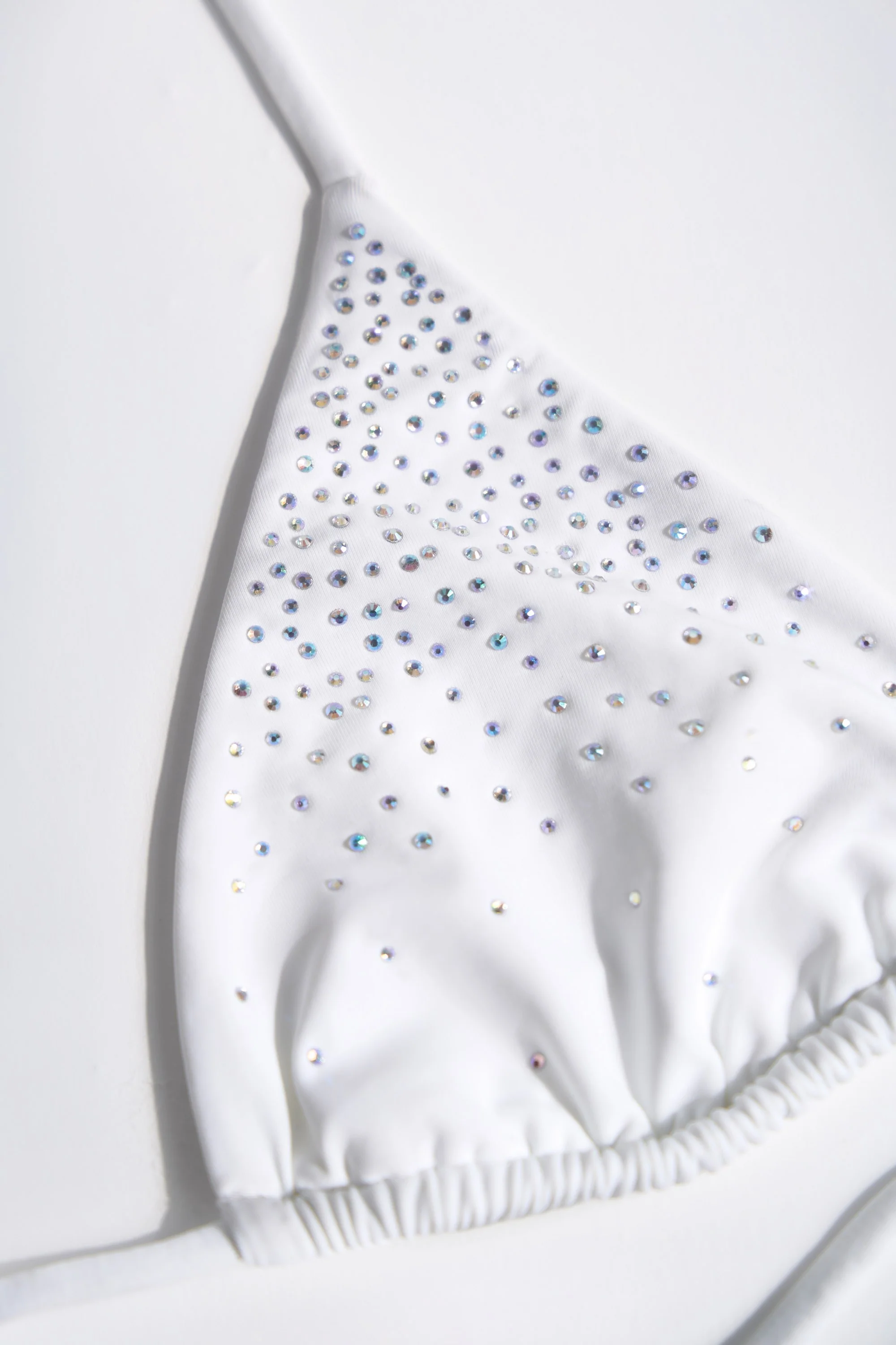 Embellished Triangle Bikini Top in White