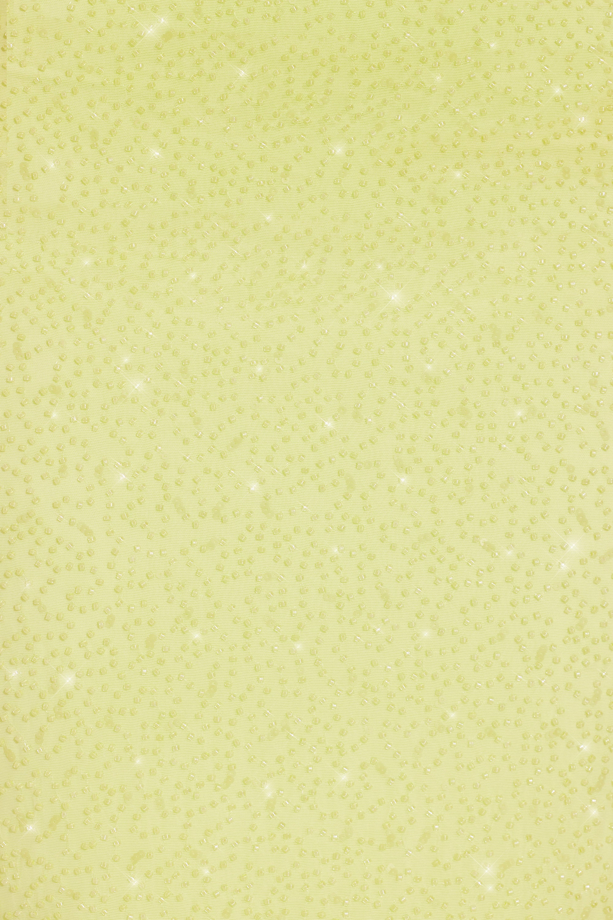 Embellished Side Split Maxi Skirt in Lime Green