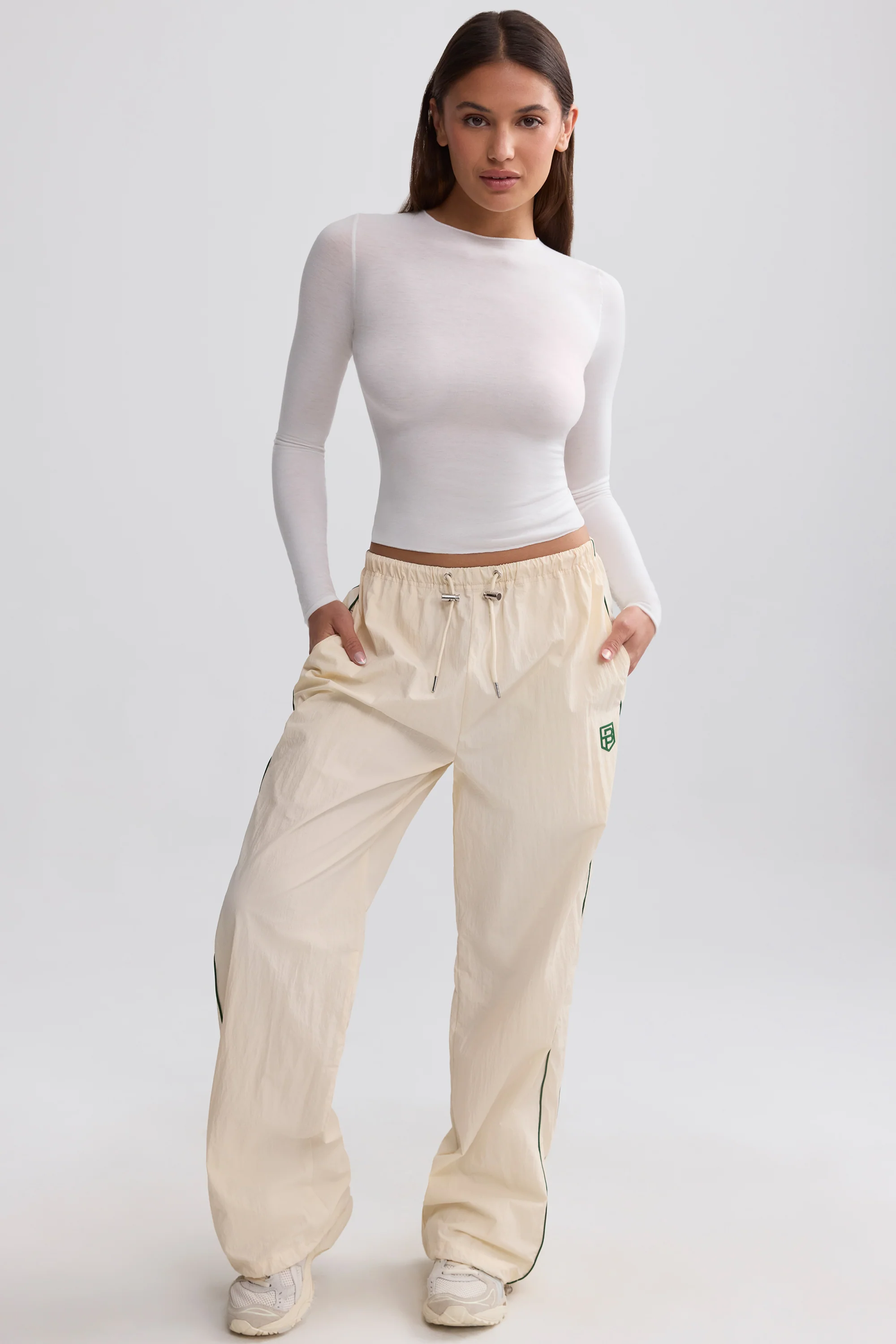 Wide-Leg Track Pants in Marble