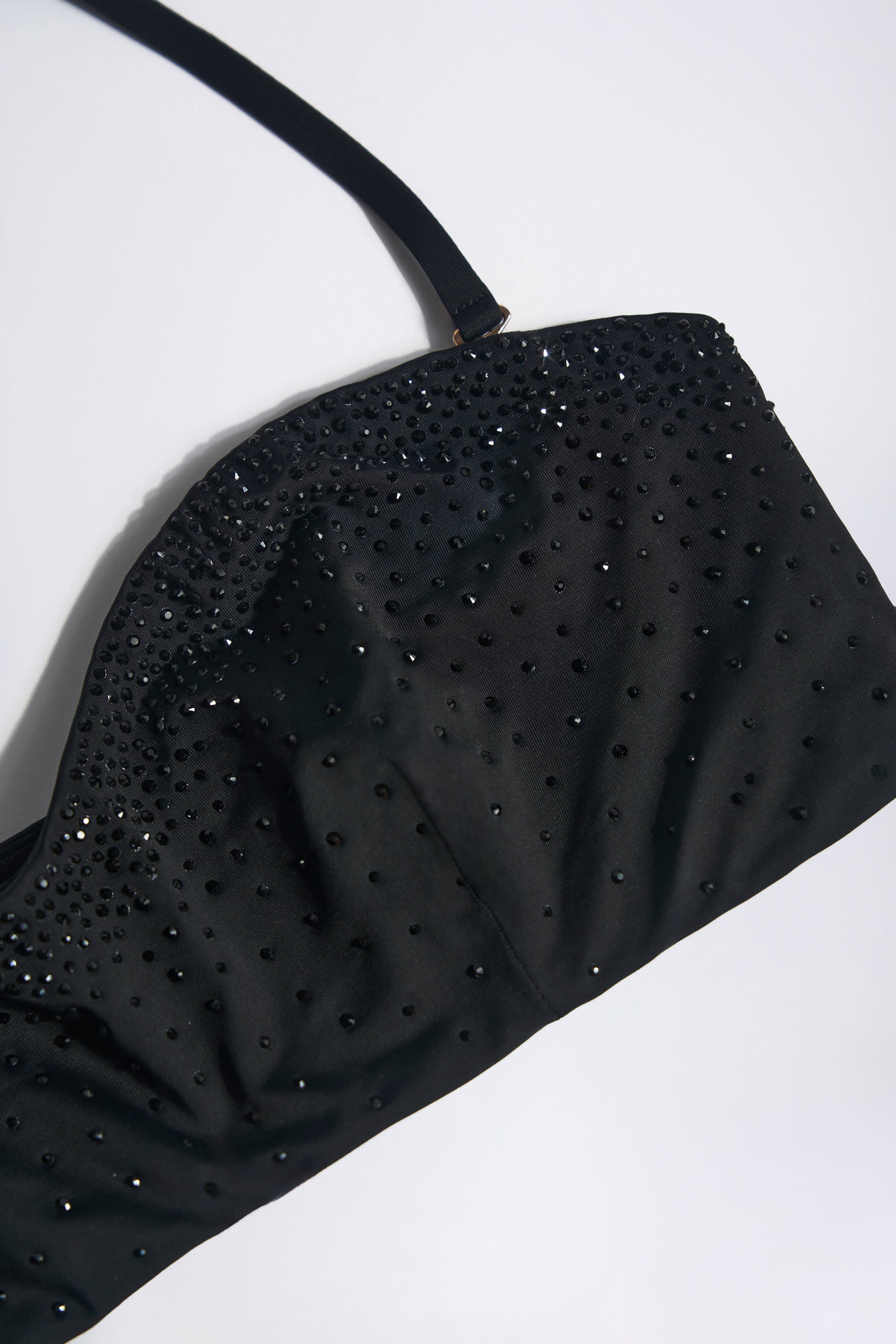 Embellished Bandeau Bikini Top in Black