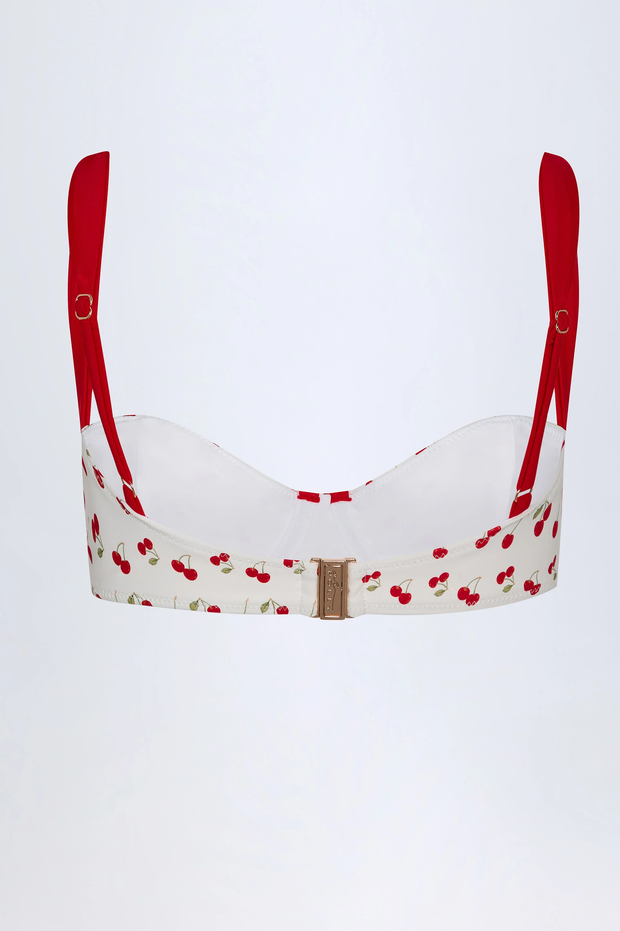 Contrast Underwired Balconette Bikini Top in Cherry Print
