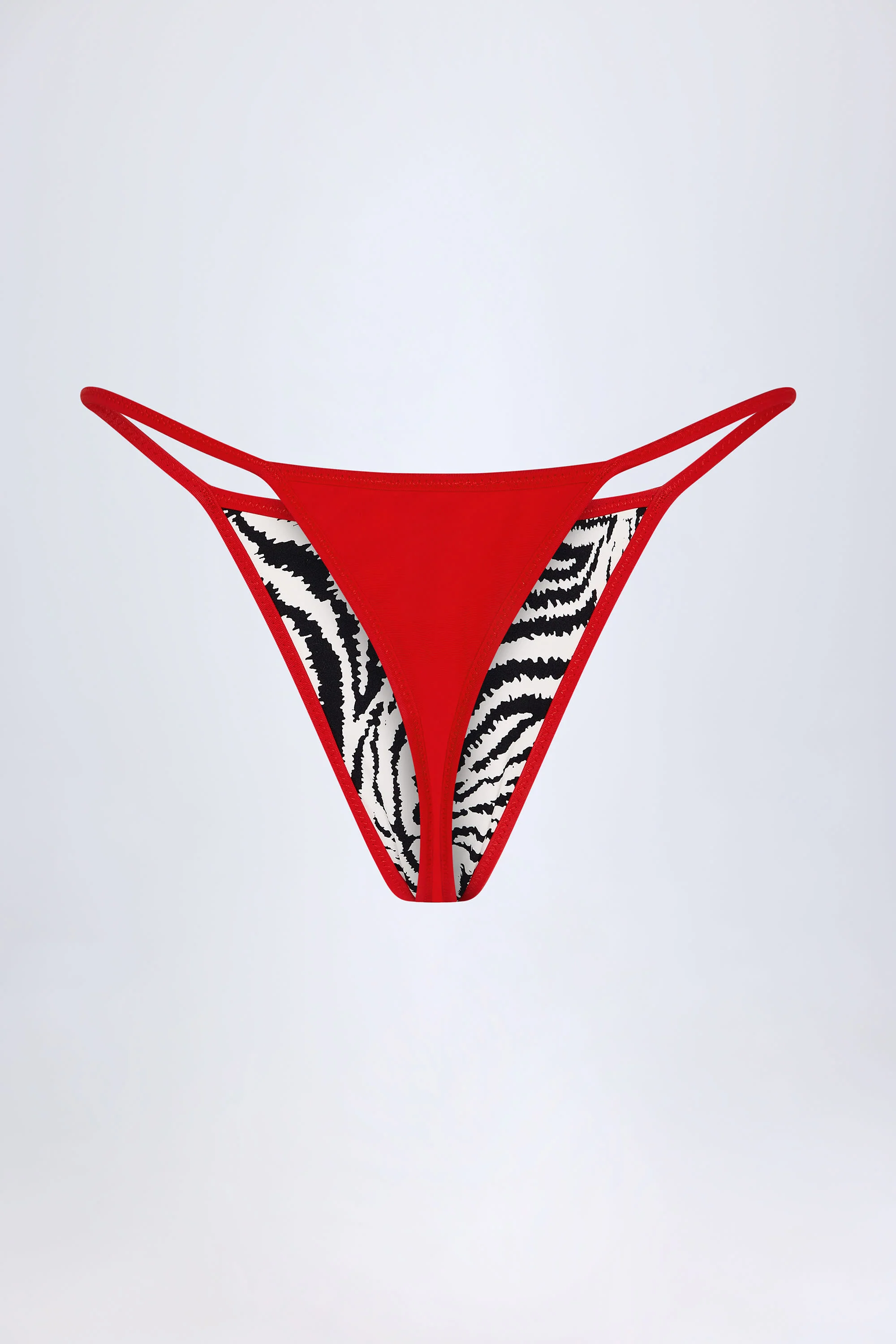 Reversible Thong Bikini Bottoms in Zebra Print
