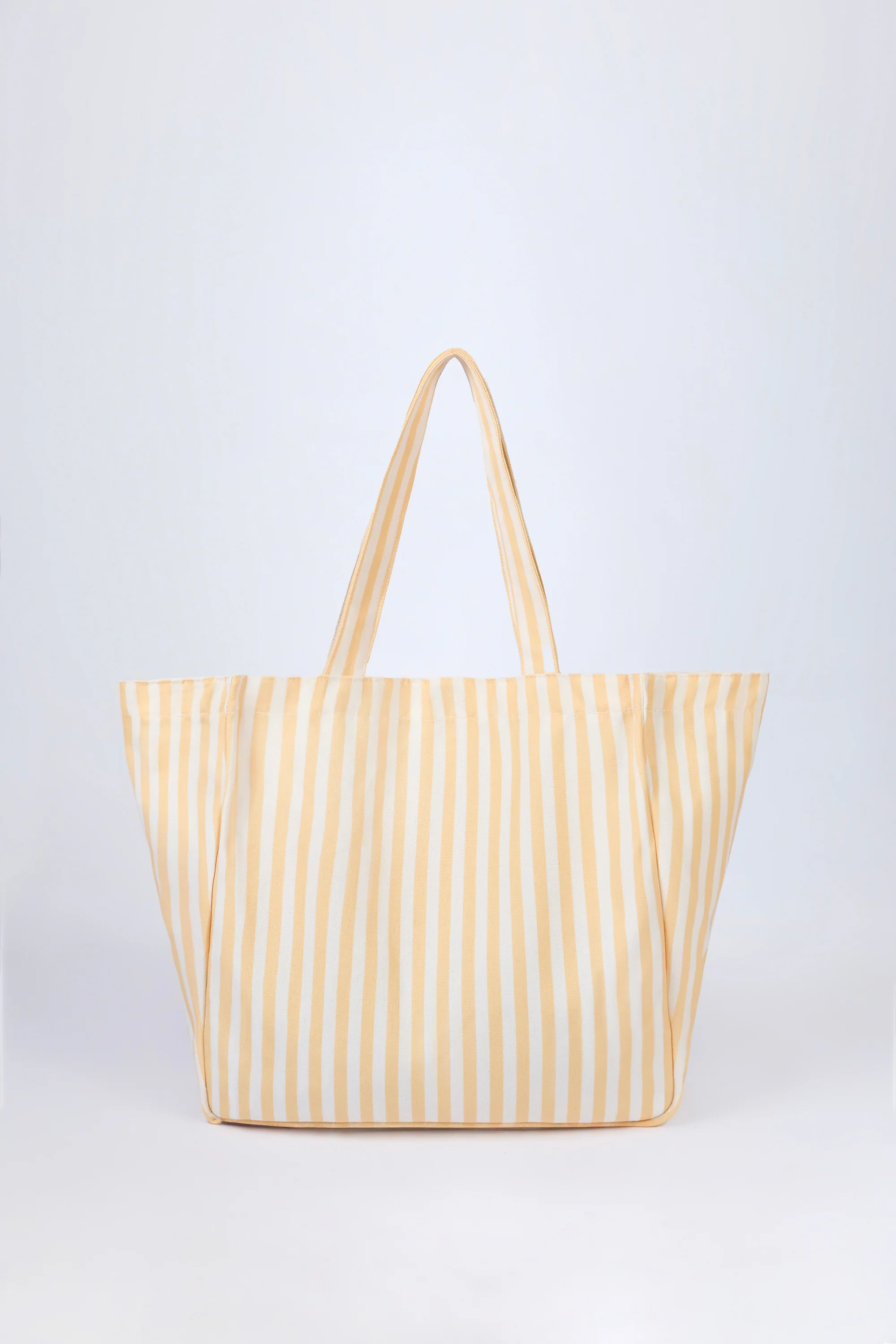 Oversized Canvas Tote Bag in Lemon Yellow Stripe