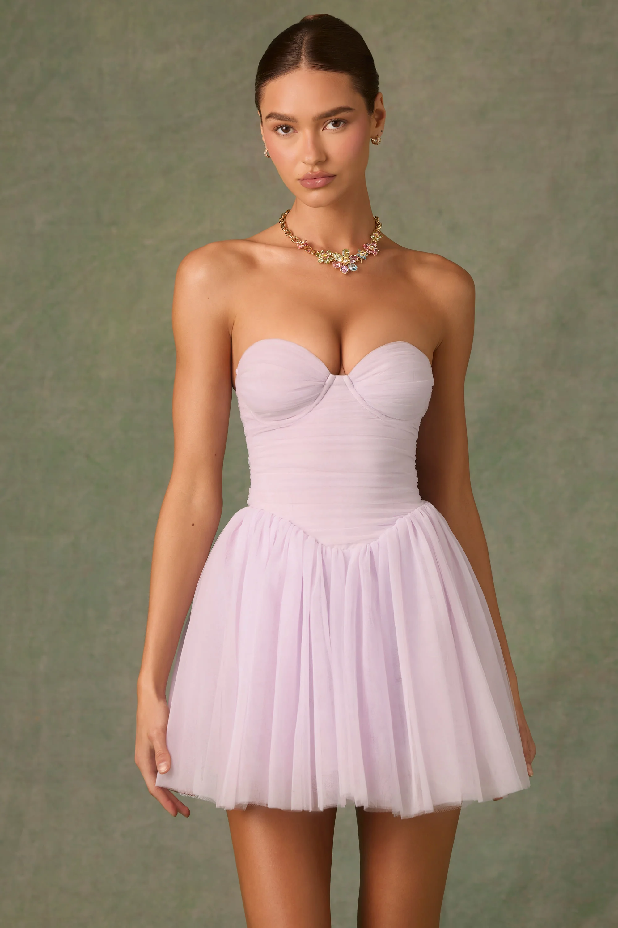 Tulle Corset Mini Dress in Lilac