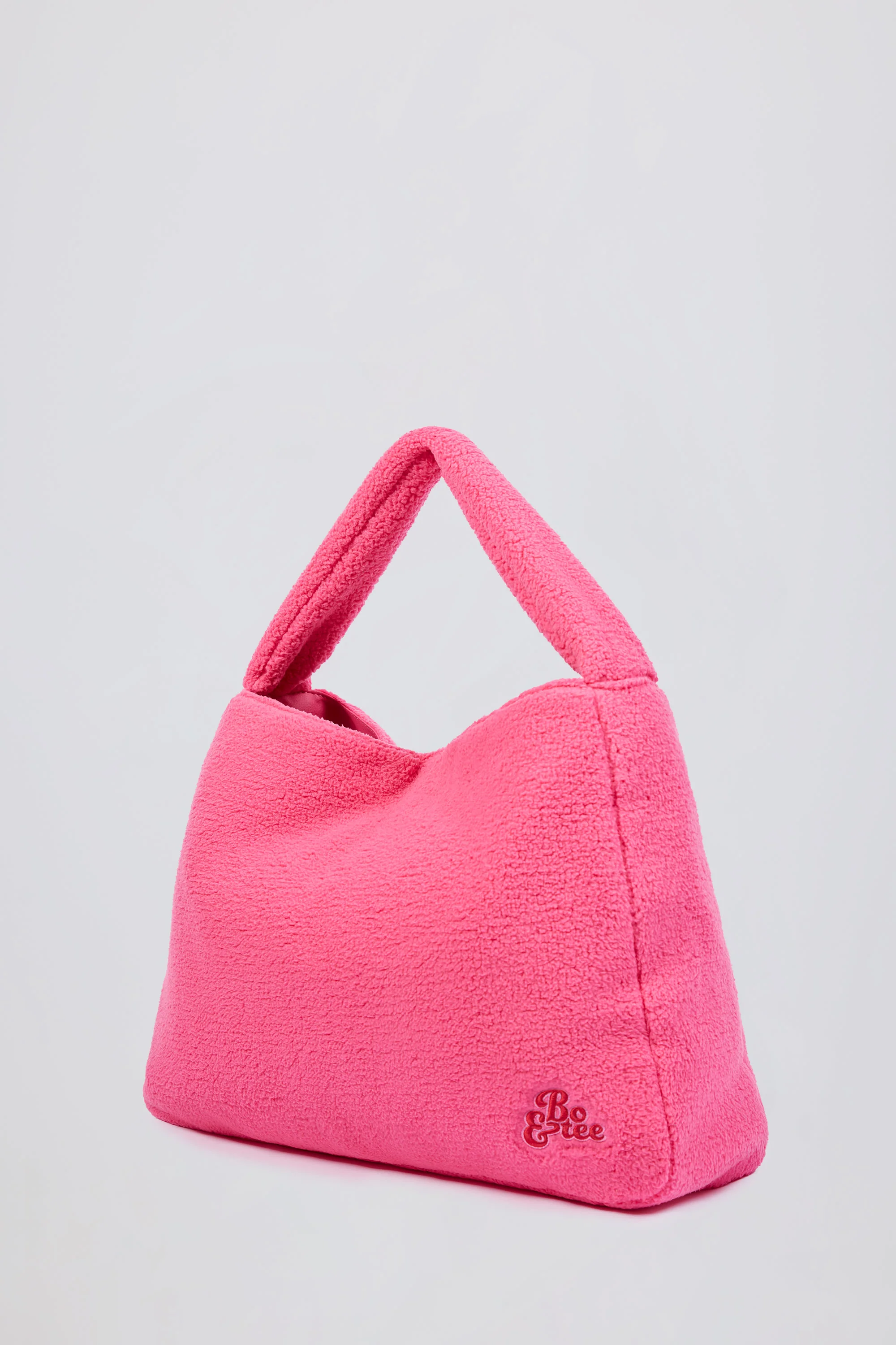 Oversized Fleece Tote Bag in Hot Pink