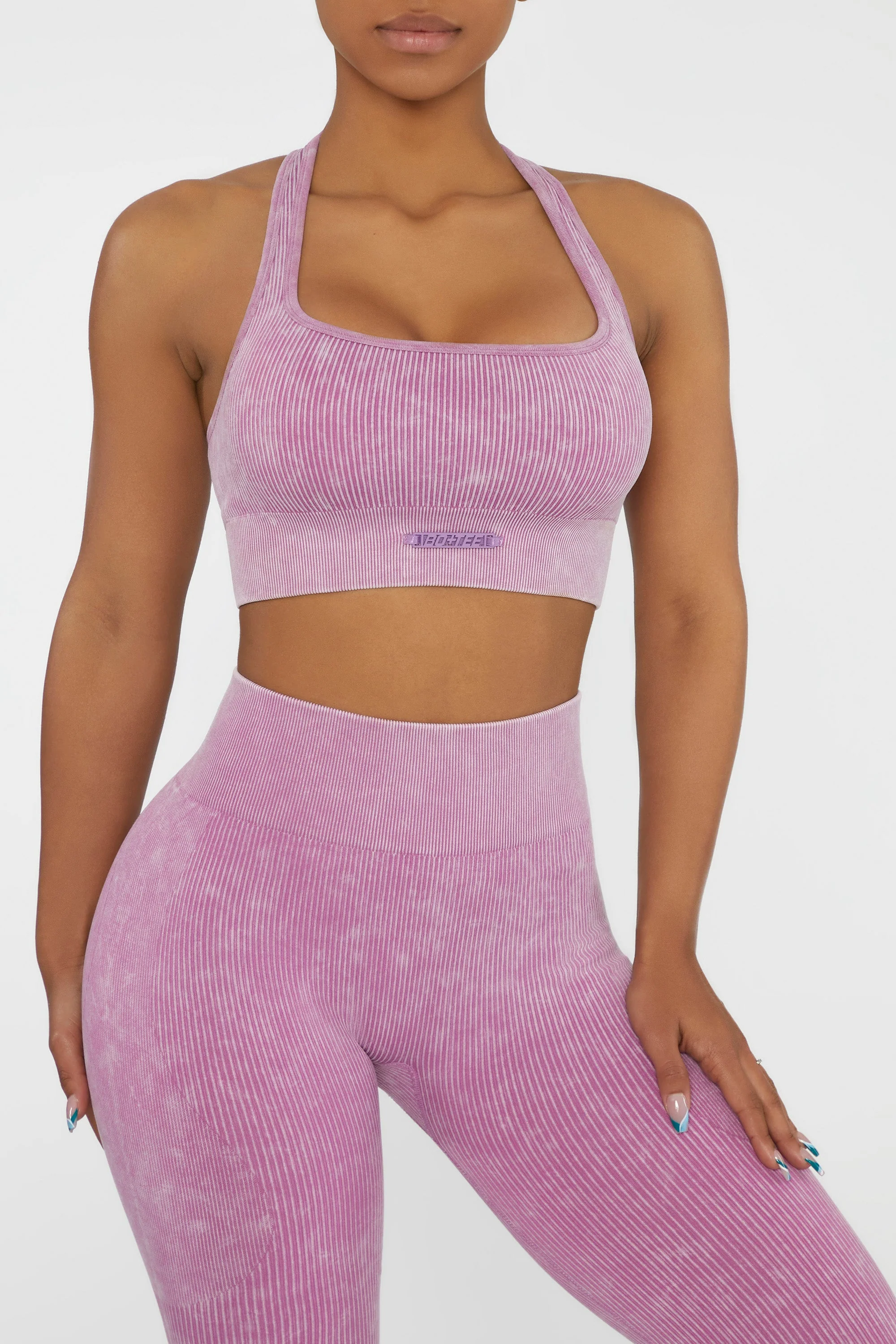 Square Neck Sports Bra in Pink
