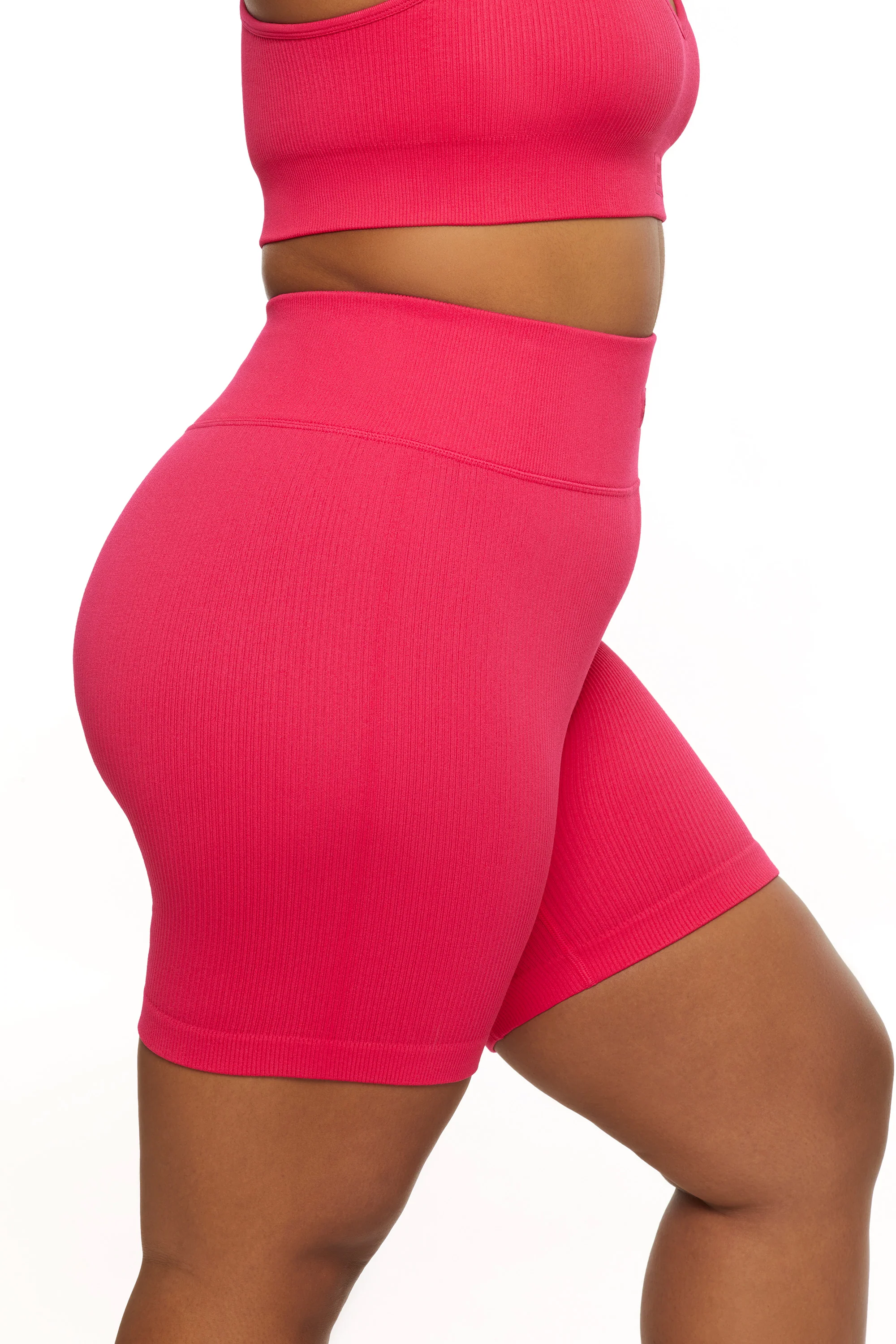 High Waist Biker Shorts in Hot Pink