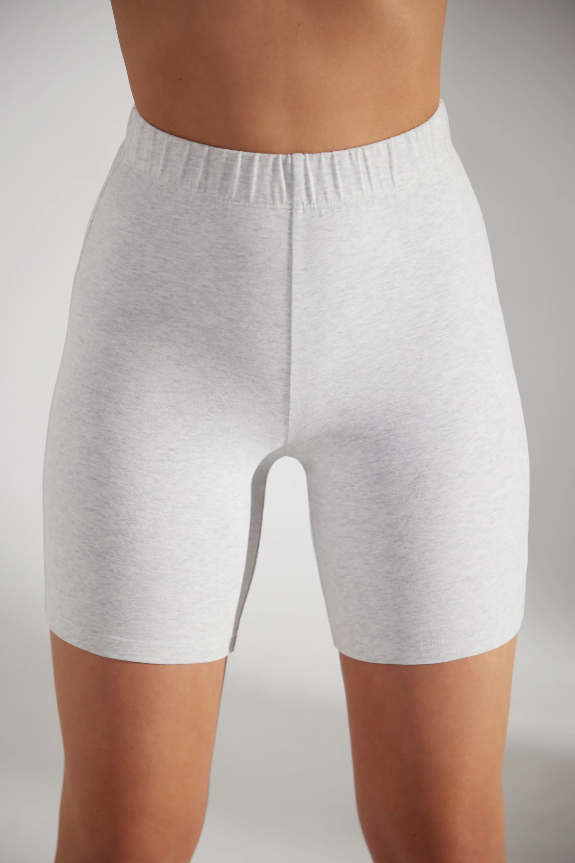 Soft Cotton Biker Shorts in Heather Grey