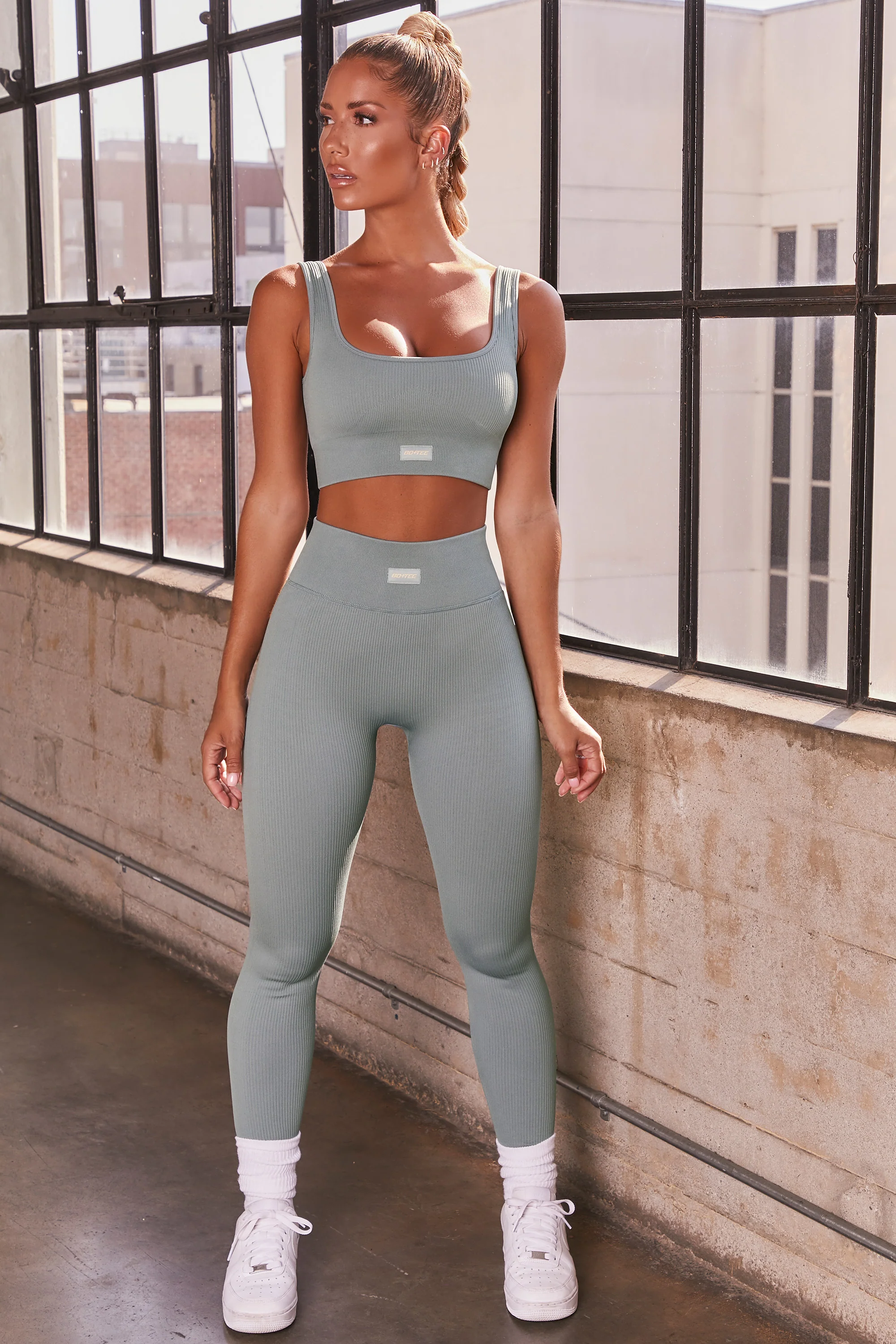 Ribbed Full Length Leggings in Teal