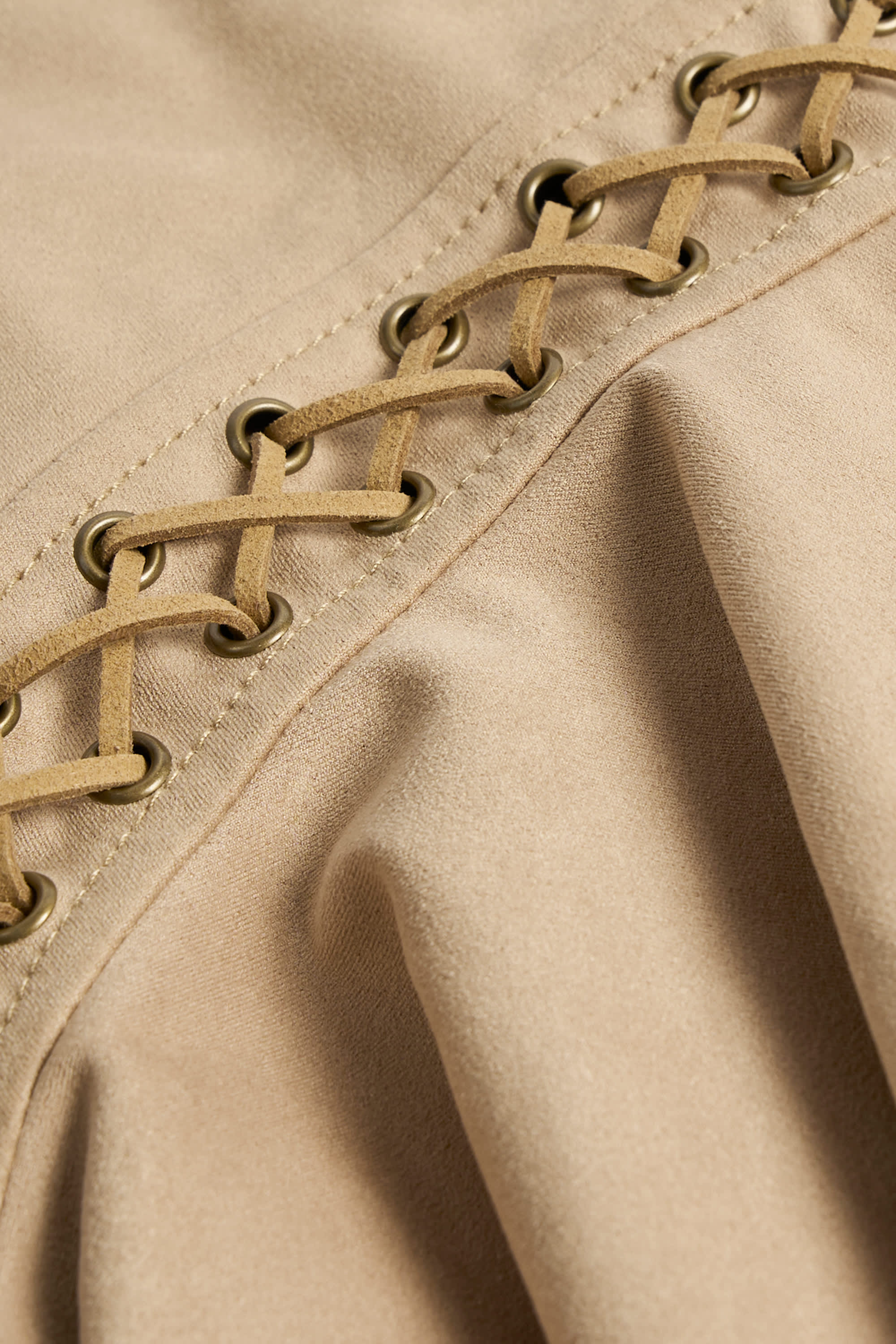 Lace-Up Tiered Corset Mini Dress in Tan