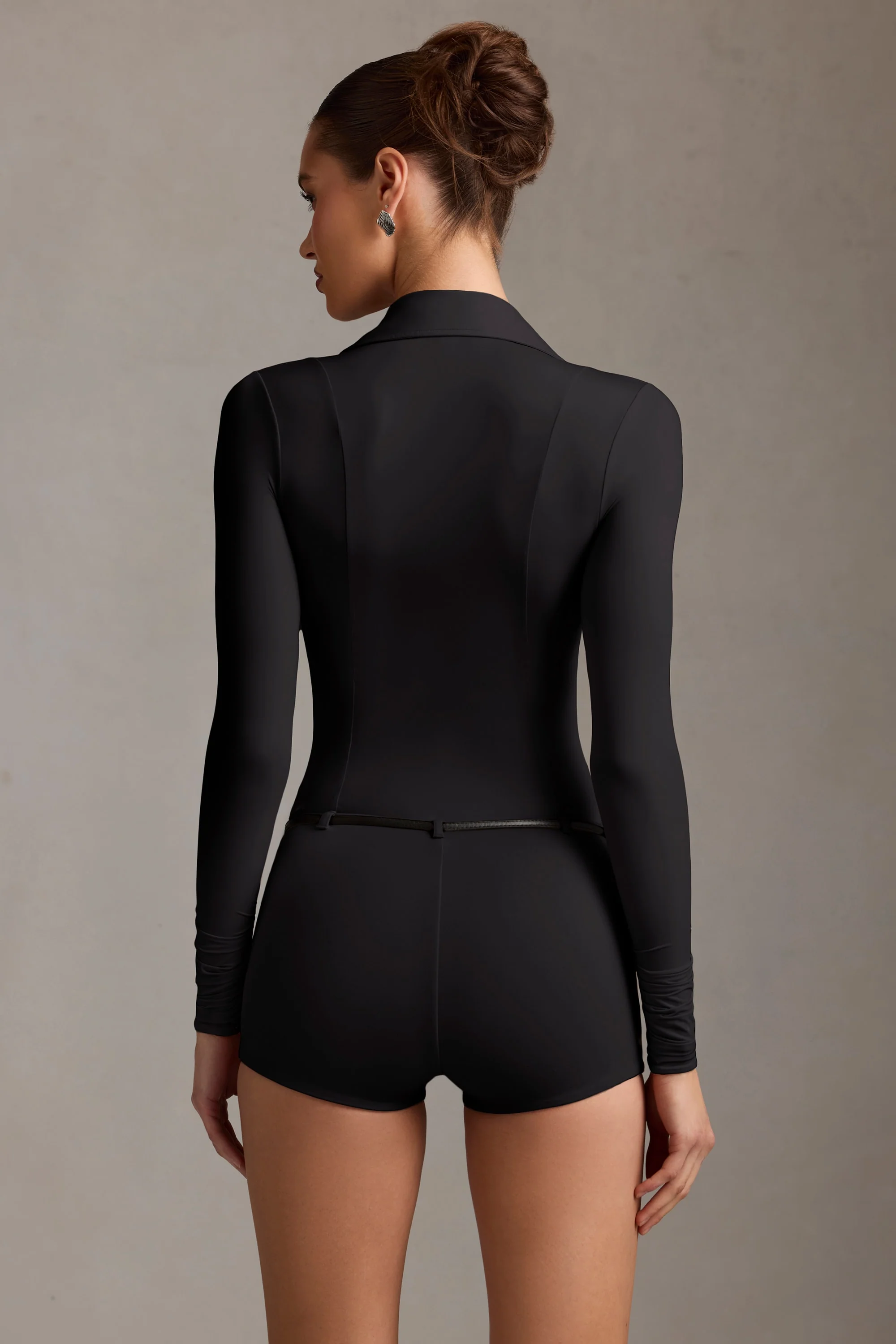 Long-Sleeve Playsuit in Black