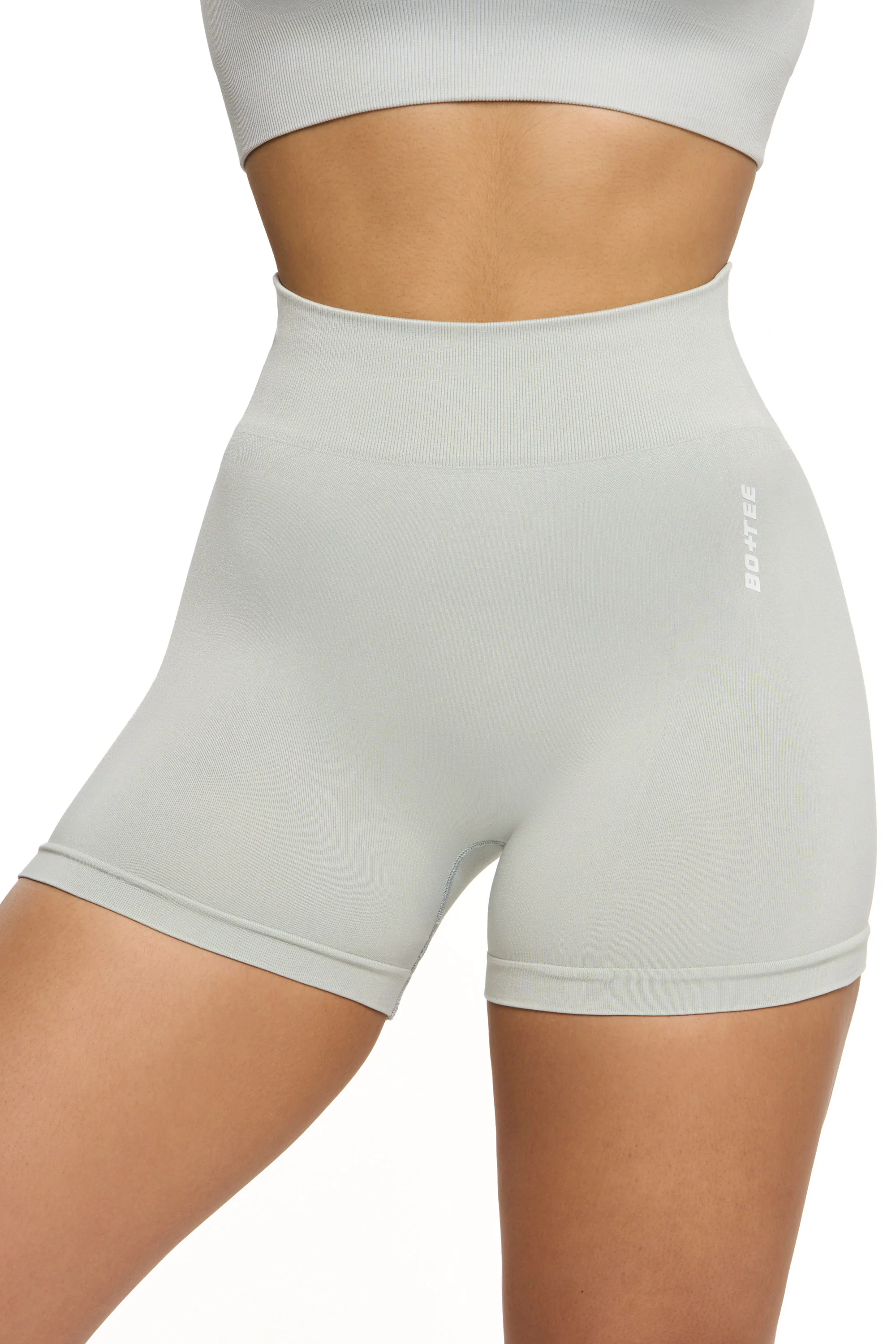 Seamless High Waist Mini Shorts in Grey
