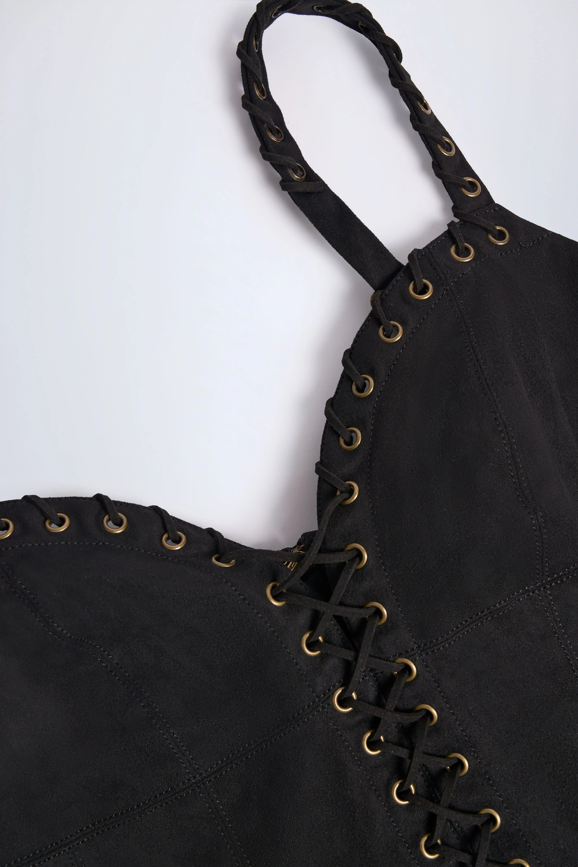 Lace-Up Top in Black