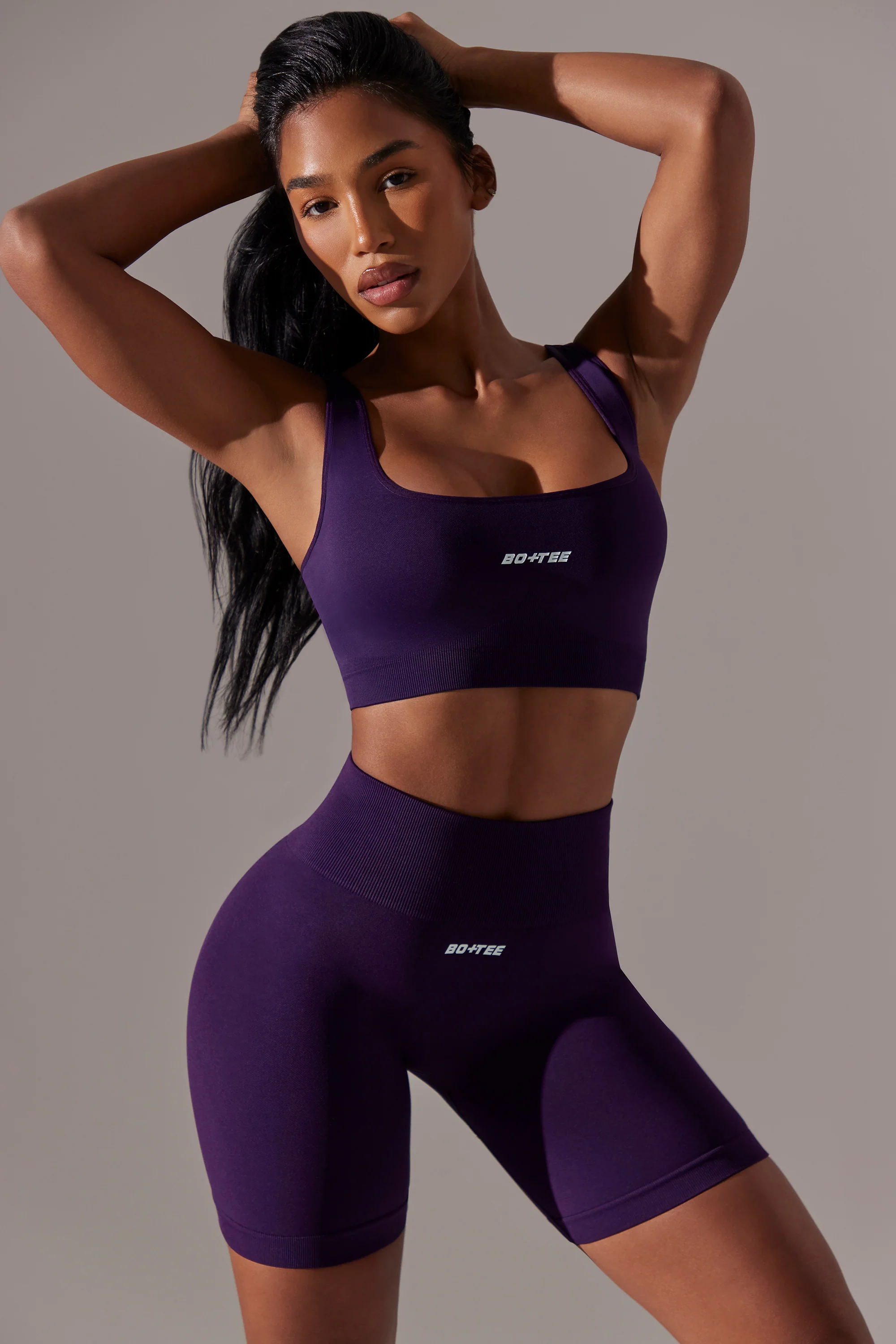 High Waist Super Sculpt Biker Shorts in Purple