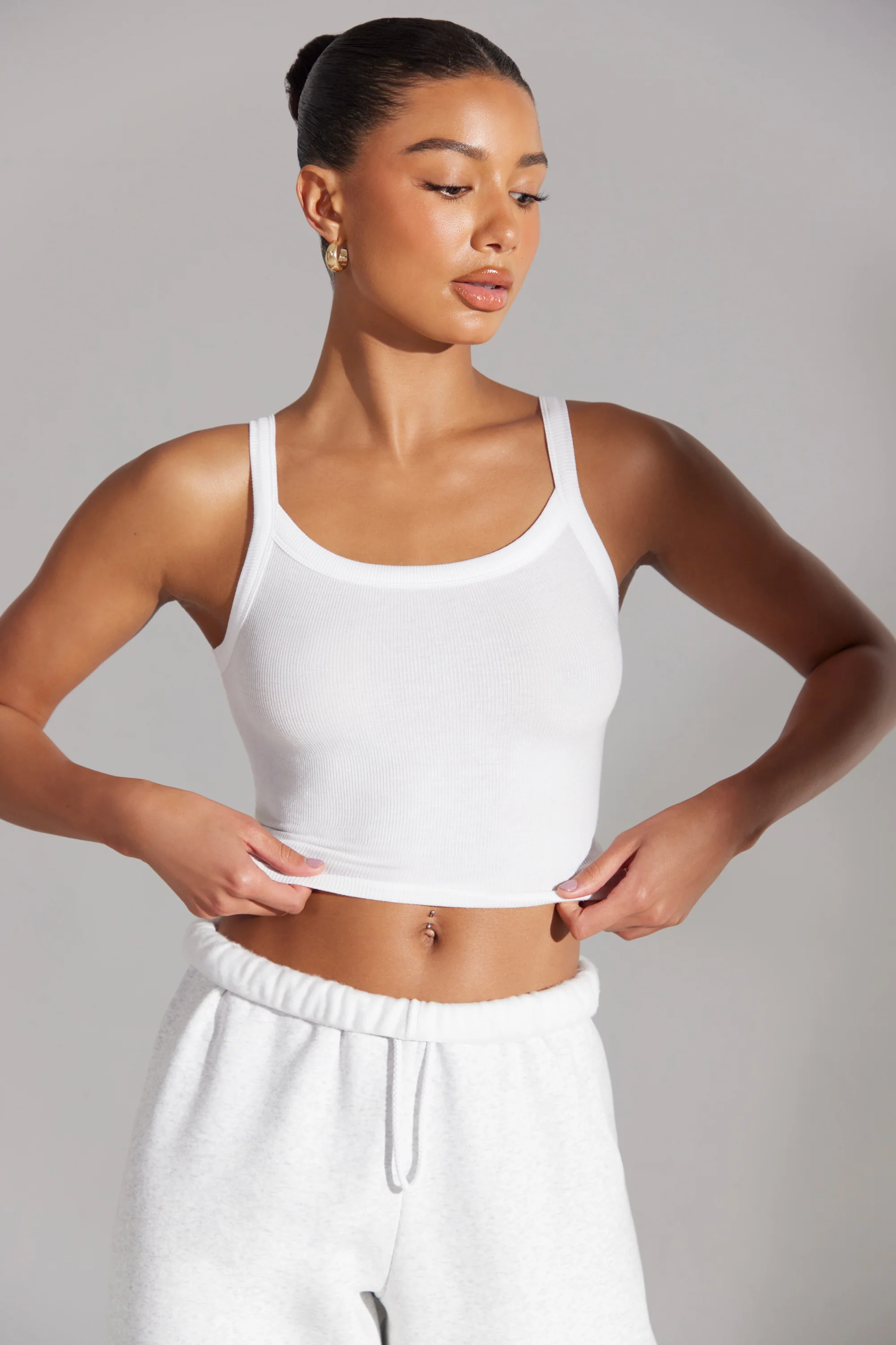 Soft Rib Tank Top in White