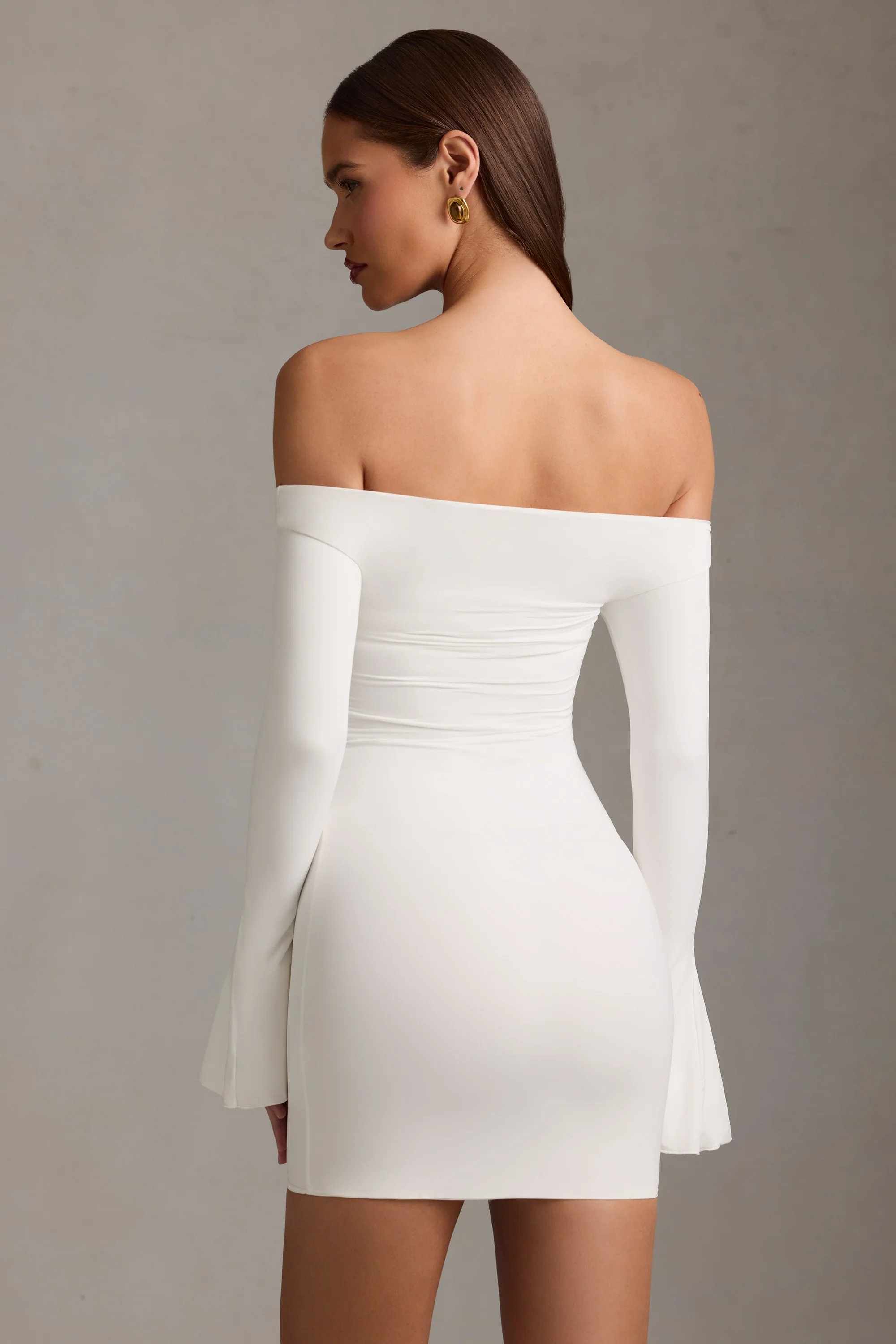 Off-Shoulder Cut-Out Mini Dress in White