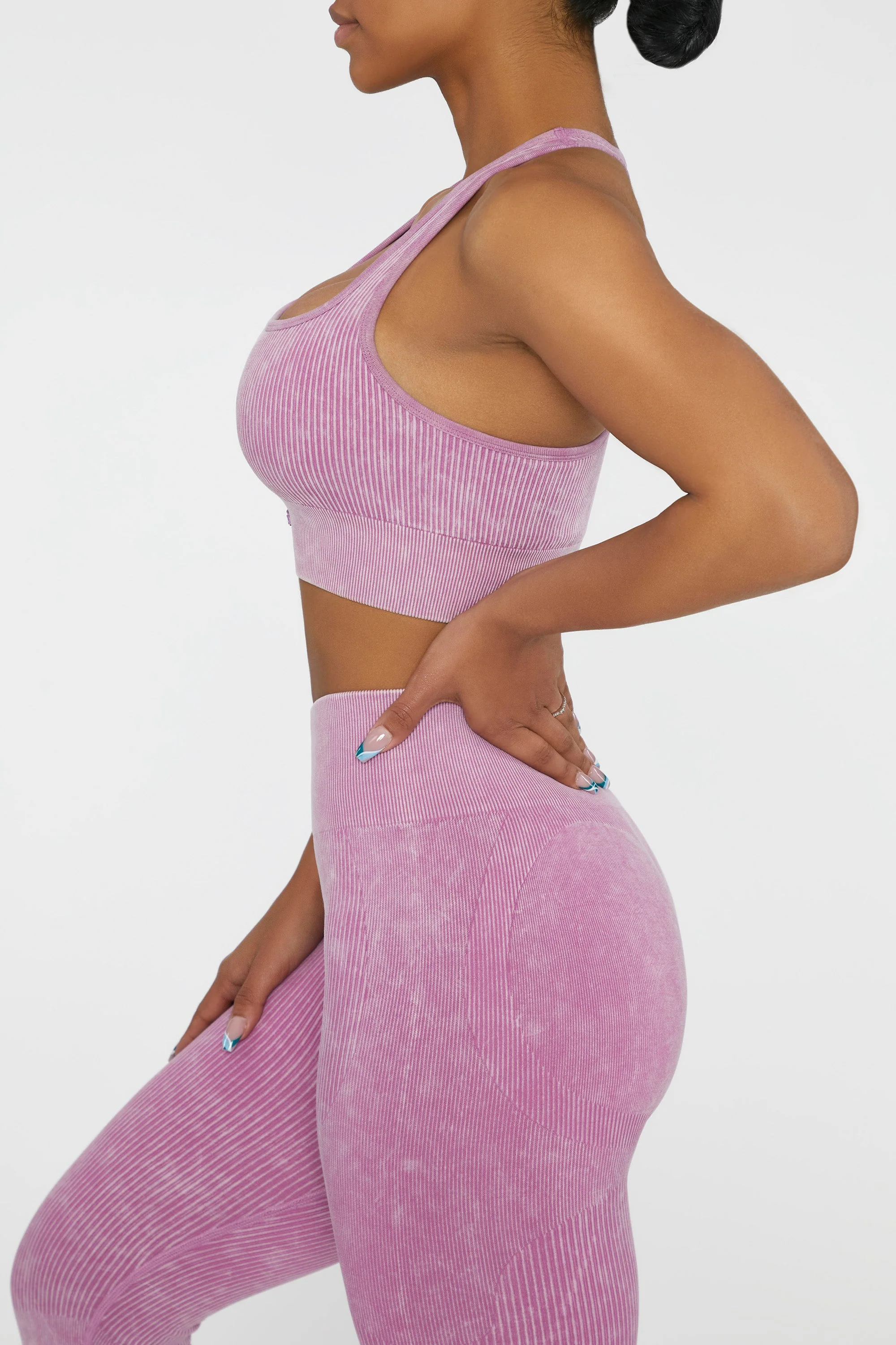 Square Neck Sports Bra in Pink
