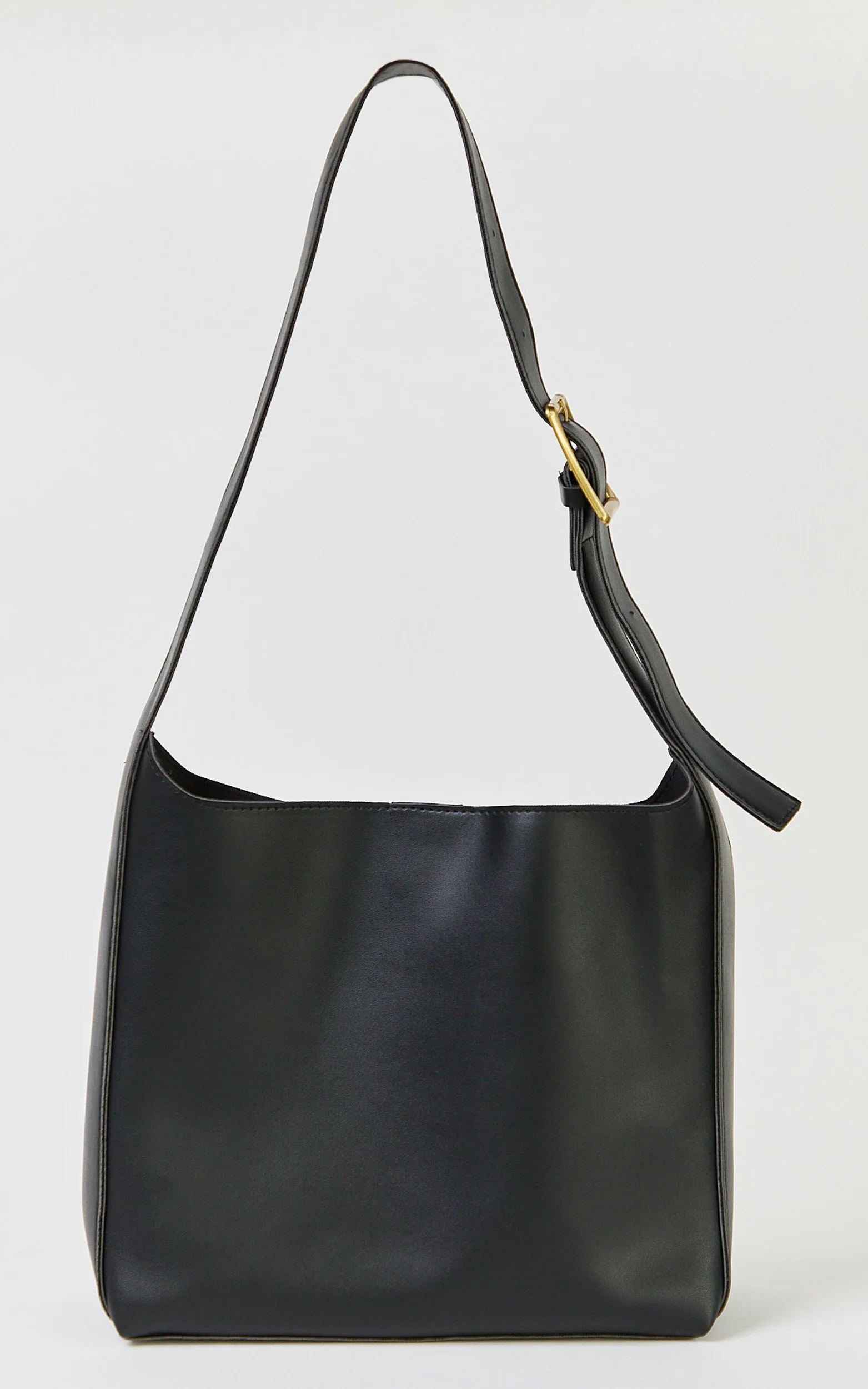 Leanora Bag - Gold Buckle Tote Bag in Black