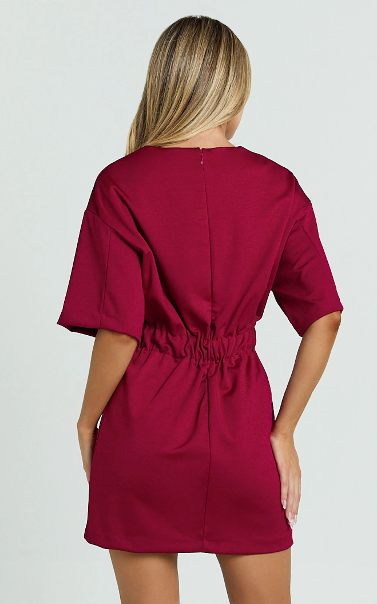 Karyna Mini Dress - shirt Dress in Wine