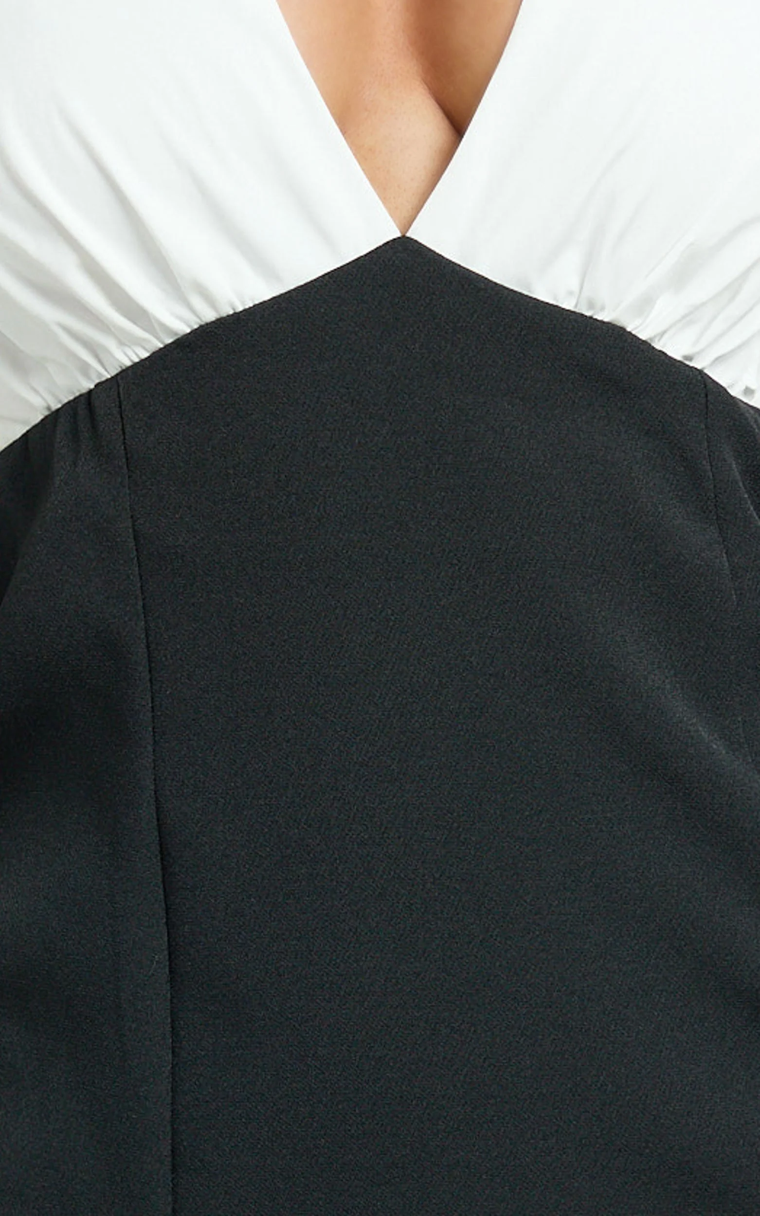 Kaitlin Midi Dress - Contrast Halter Plunge Tie Back Fitted Dress in Black